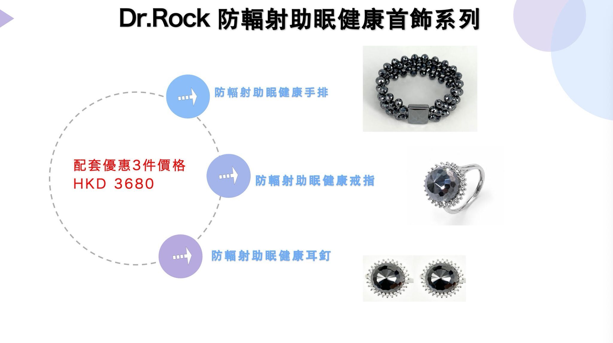 0604DR29-DRROCK-HEALTH-*新品*防輻射助眠健康手排＋防輻射助眠健康戒指＋防輻射助眠健康耳釘（女款）套裝（A29）