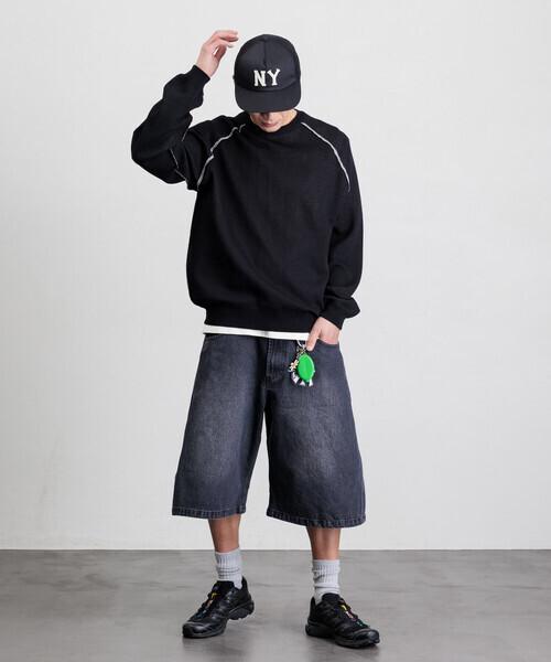 日本 Freak's Store Curved Denim Cropped Shorts