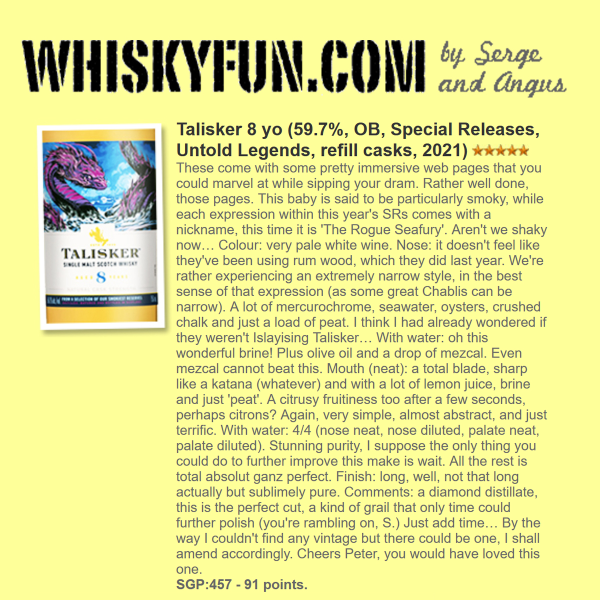 Talisker 8 Years Old Diageo Special Release 2021 59.7%