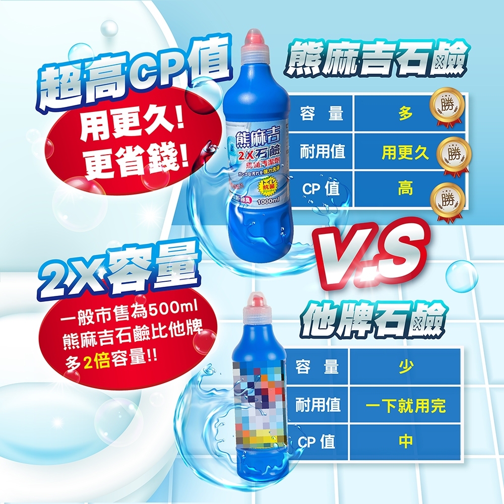 【熊麻吉】2X石鹼馬桶清潔劑1000ml(6入組)
