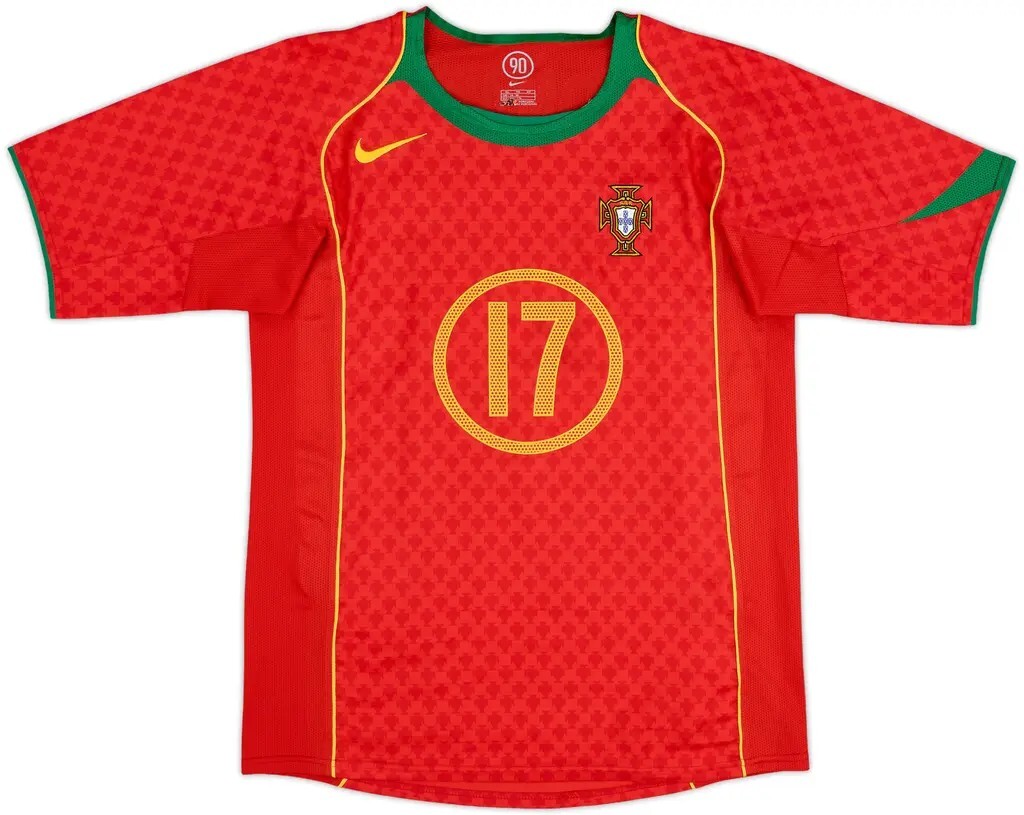 2004 Portugal Reissue Match Home Shirt with Nameset