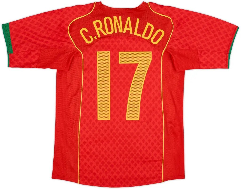 2004 Portugal Reissue Match Home Shirt with Nameset