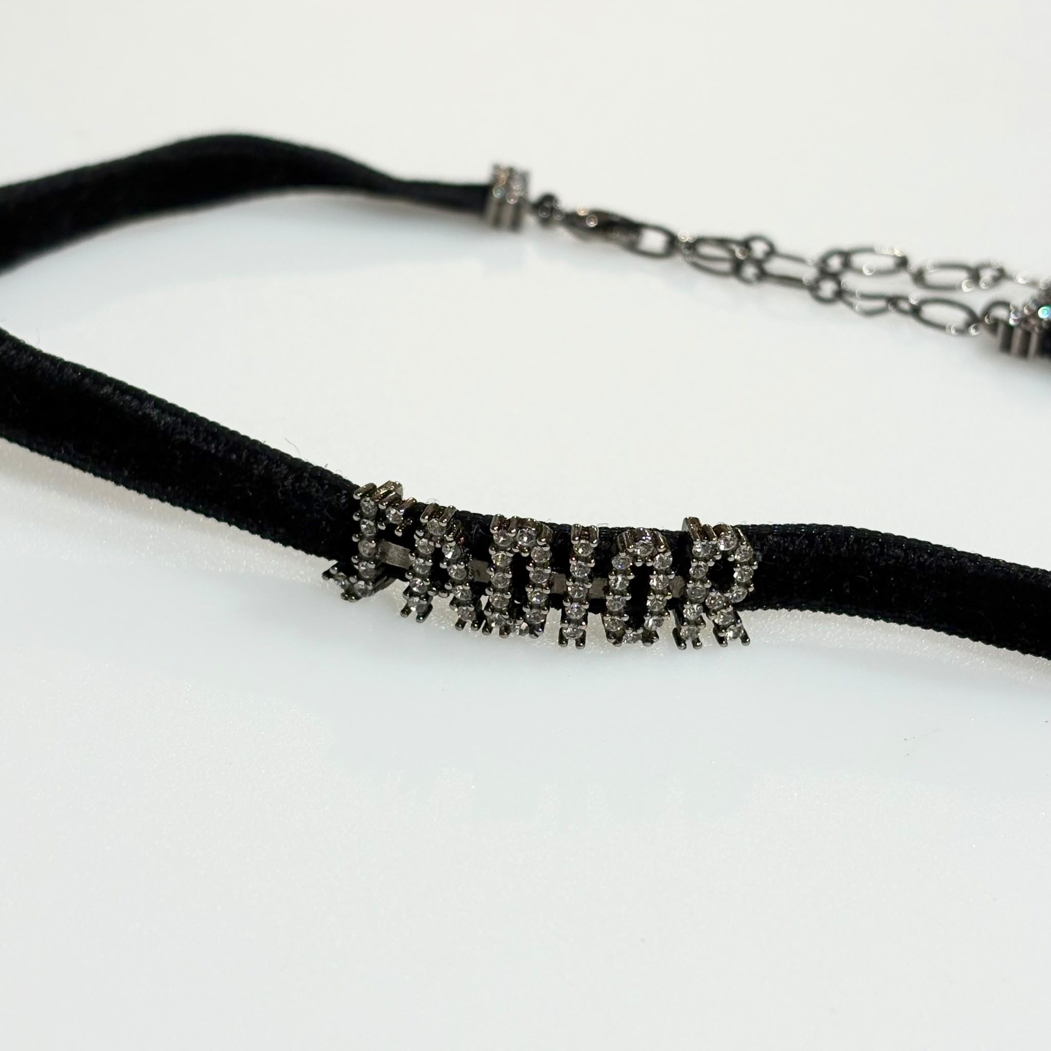 陳列品!!! 全新DIOR Metal Velour Rhine Stone Choker, 黑色絲絨水鑽頸箍 #BRAND NEW #香榭站正品