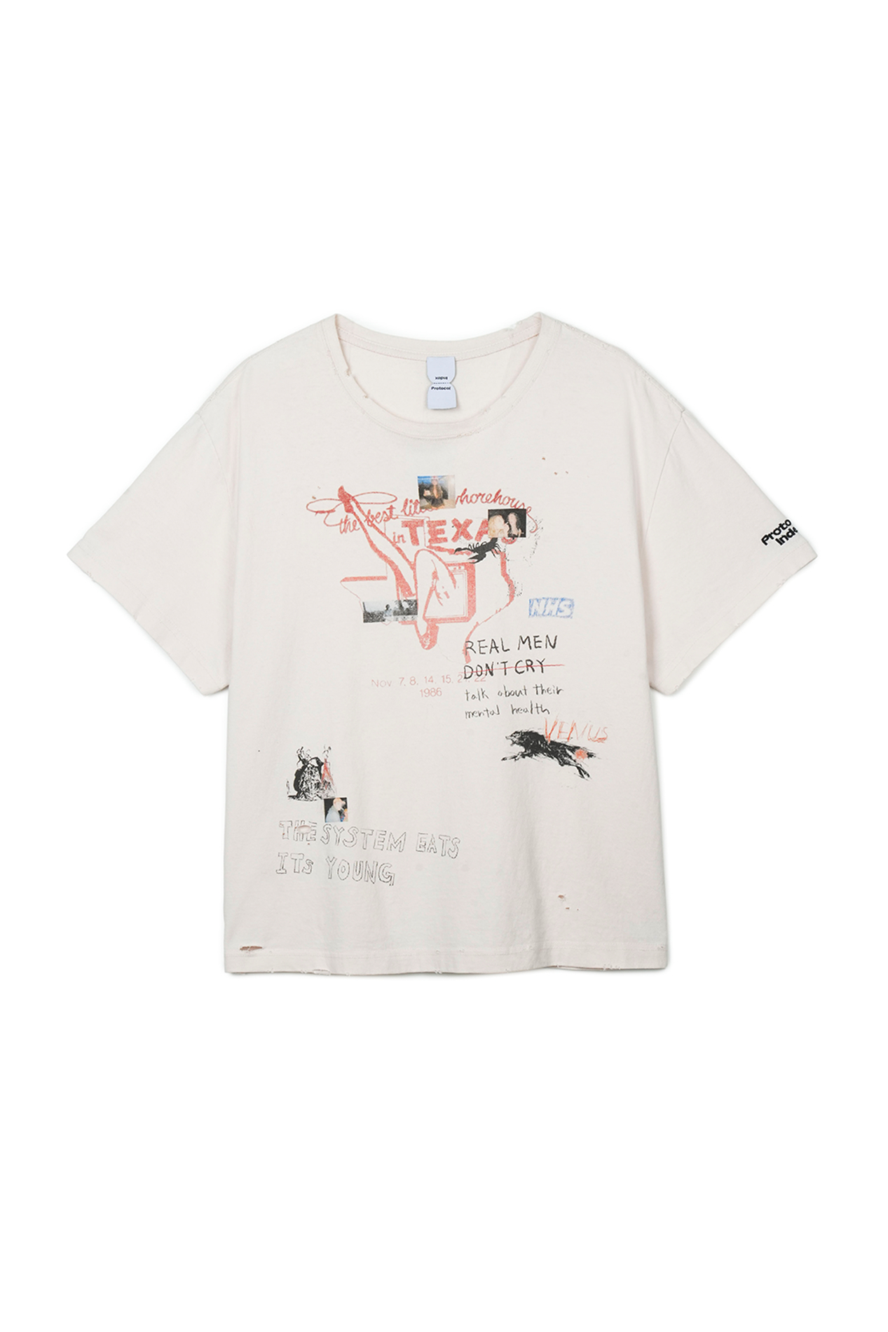 Protocol Index｜Hand Drawing Washed T-Shirt (Ivory)
