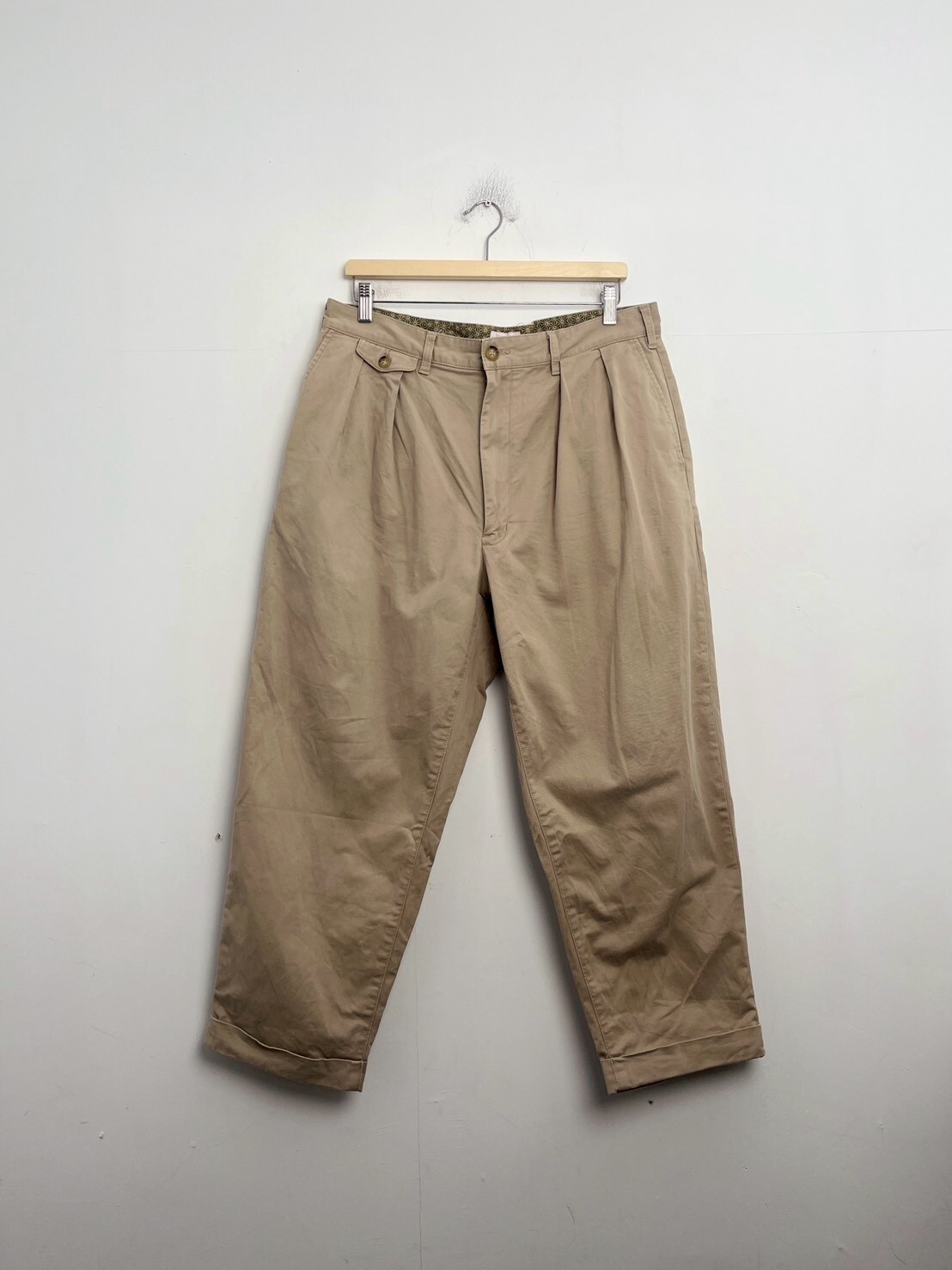 BEAMS JAPAN 2 pleated chino pants KHAKI SIZE XL