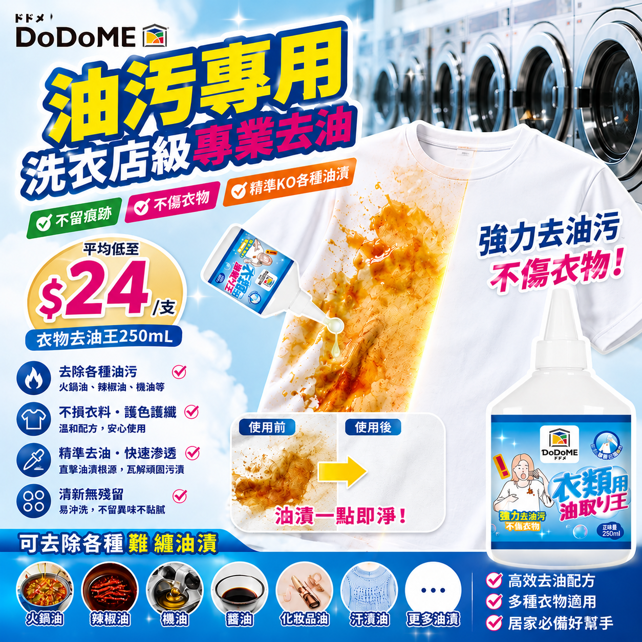 【UB9562】DoDoME 衣物去油王 250ml