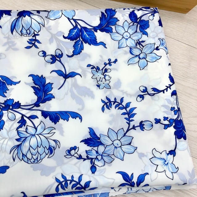 5451-青花蔓 印花系列薄款防水布雨傘布/幅寬150cm