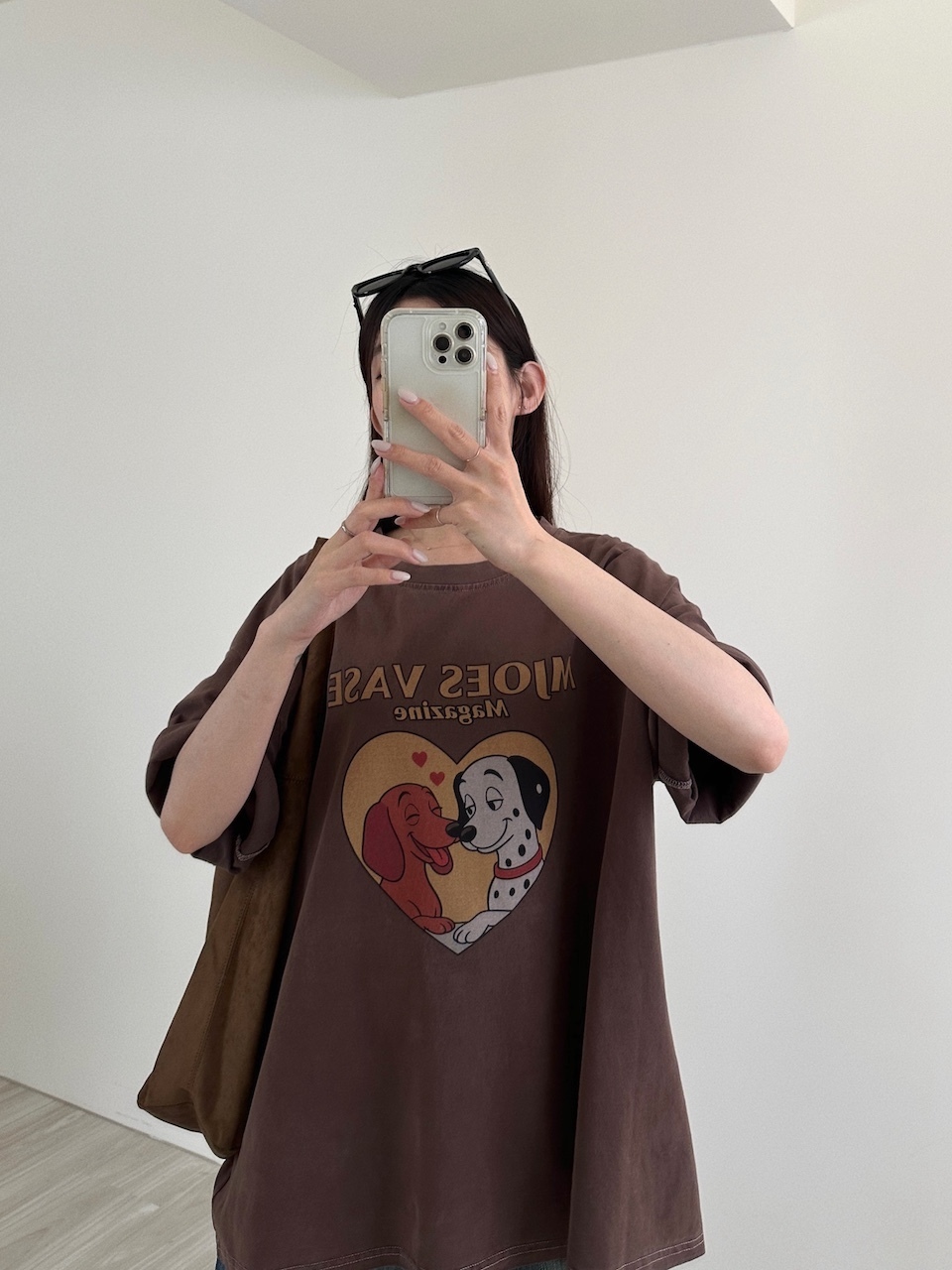 相親相愛好狗狗圖案寬鬆短袖大Tee