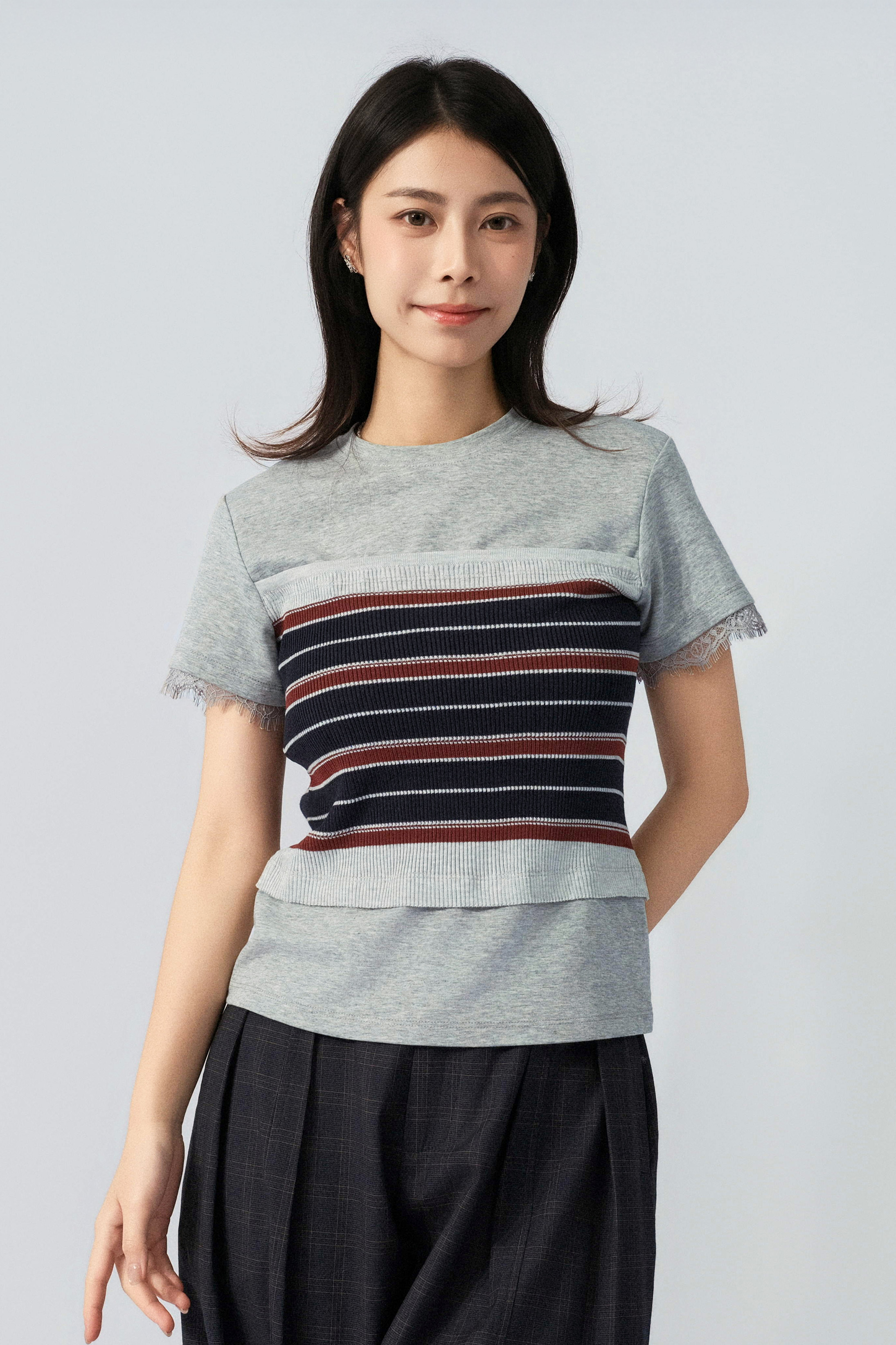橫間針織束胸tee（預購產品）