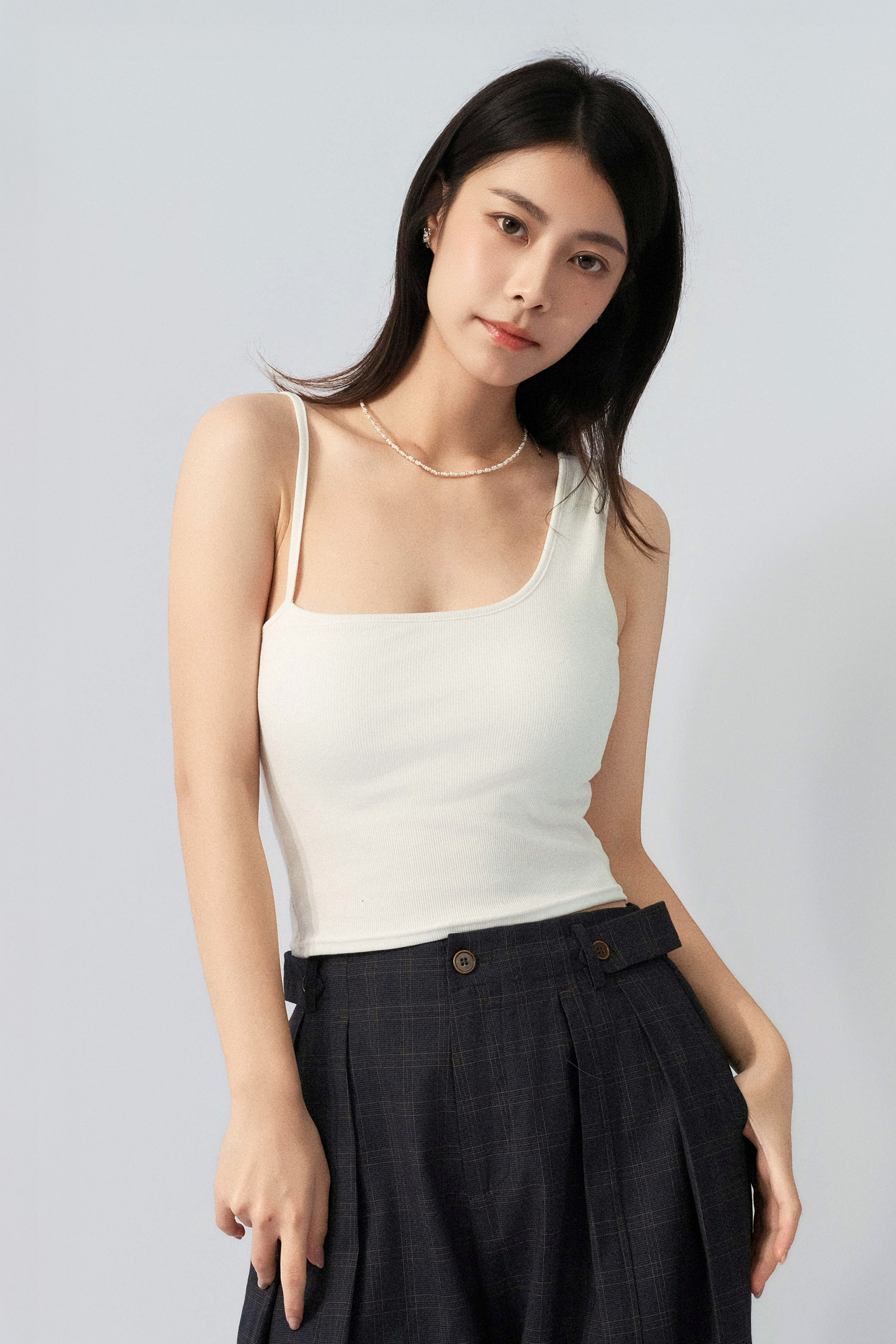 粗幼肩帶羅紋bra top（ 預購產品）