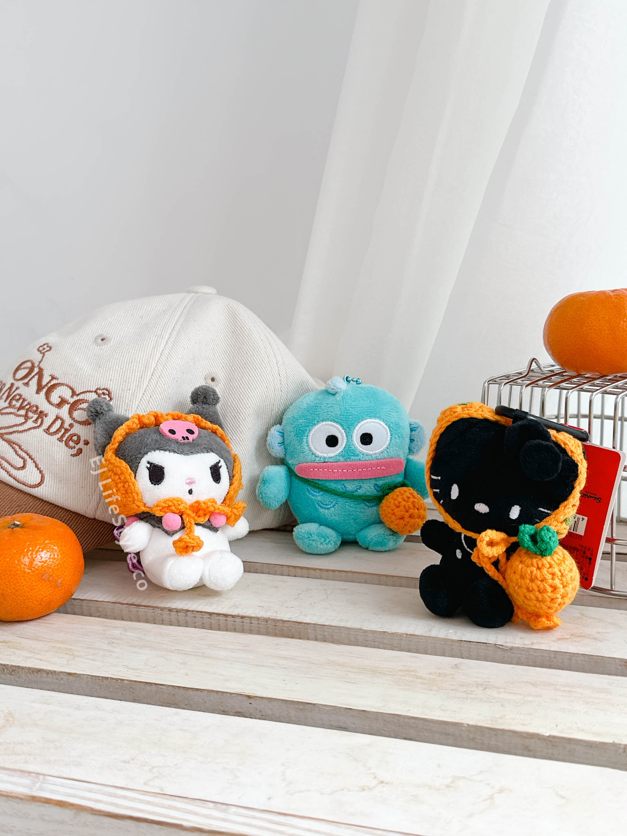 🇰🇷濟州島限定 SANRIO 三麗鷗家族 橘子 編織 HELLO KITTY 人魚漢頓 庫洛米 娃娃 玩偶 吊飾 / 現貨