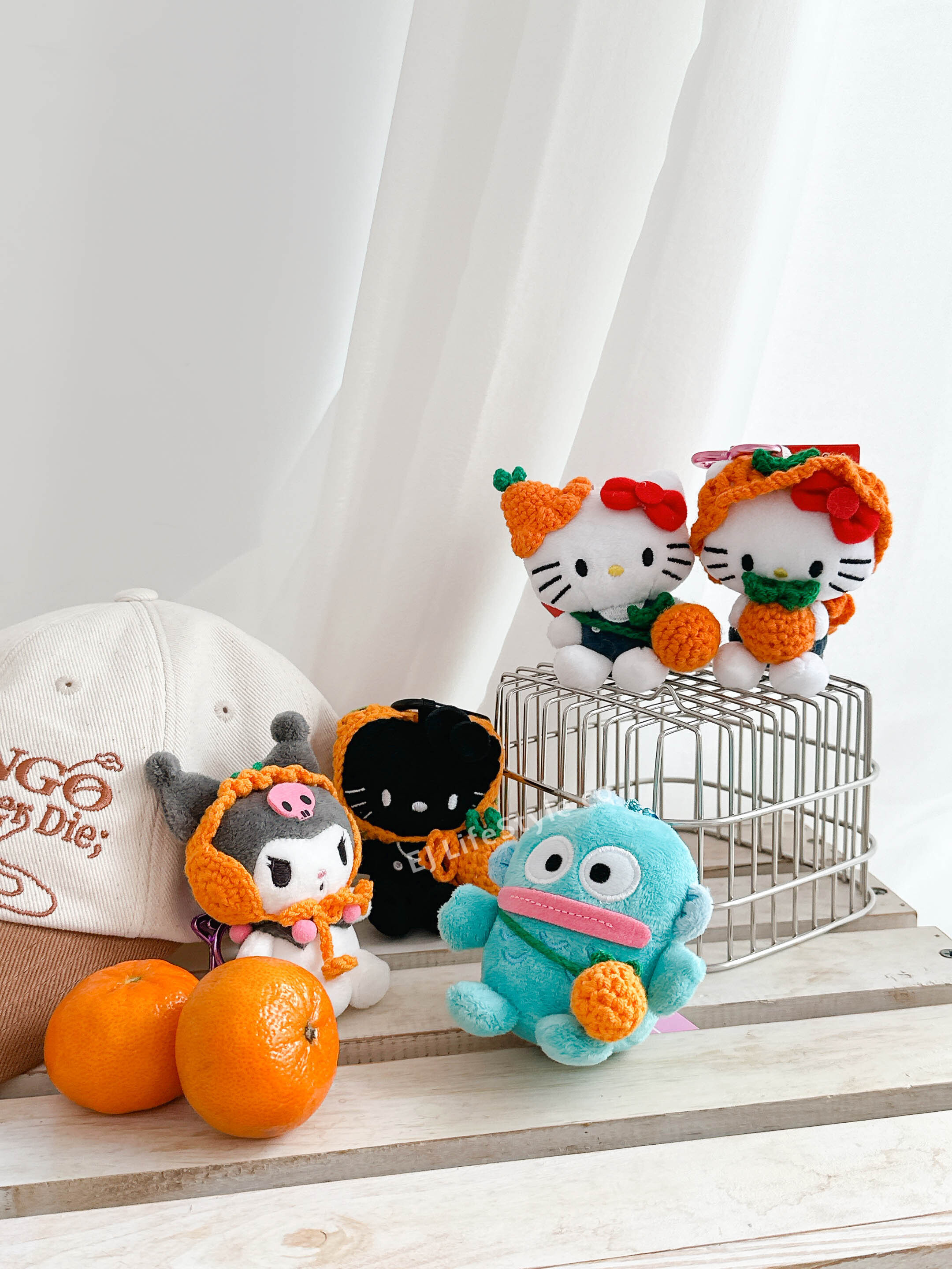 🇰🇷濟州島限定 SANRIO 三麗鷗家族 橘子 編織 HELLO KITTY 人魚漢頓 庫洛米 娃娃 玩偶 吊飾 / 現貨