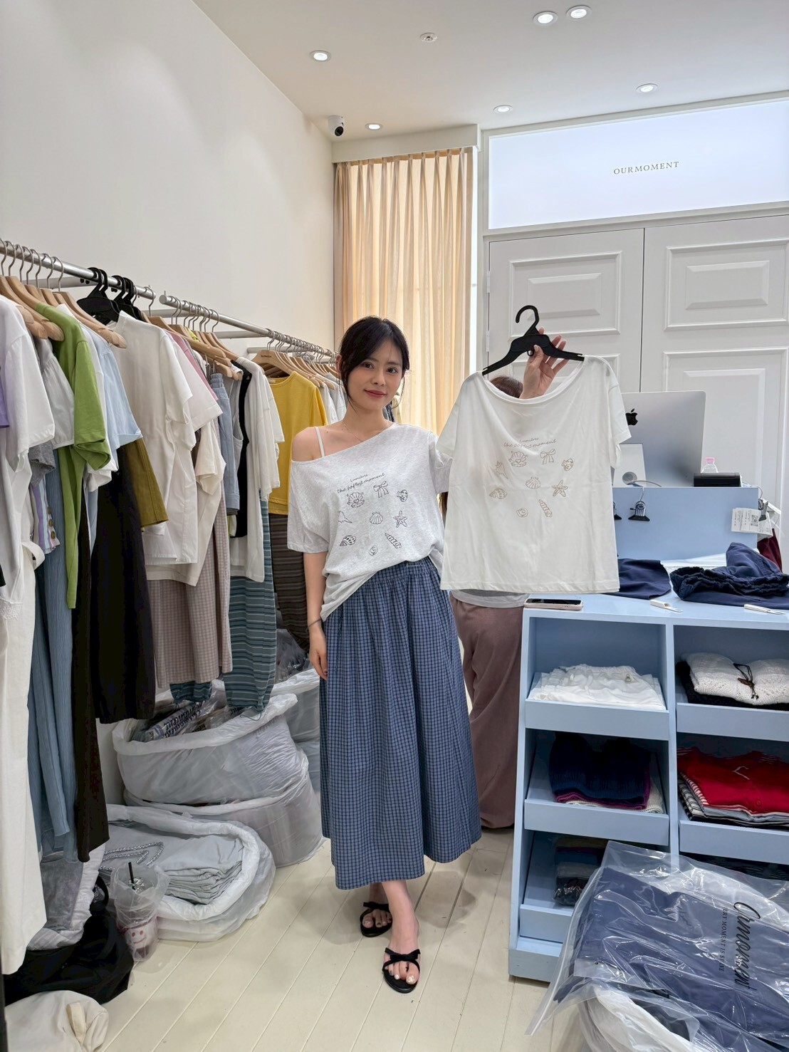 OT6302 貝殼圖案船領Tee