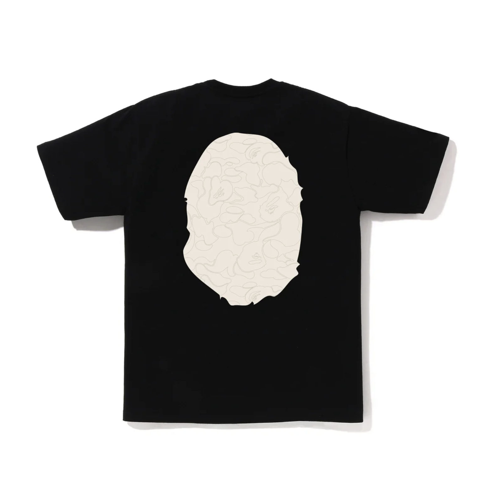 -(B3a04)-A BATHING APE BAPE LINE CAMO BIG APE HEAD TEE 雙猿人頭 線條迷彩 黑/白-1M30110022