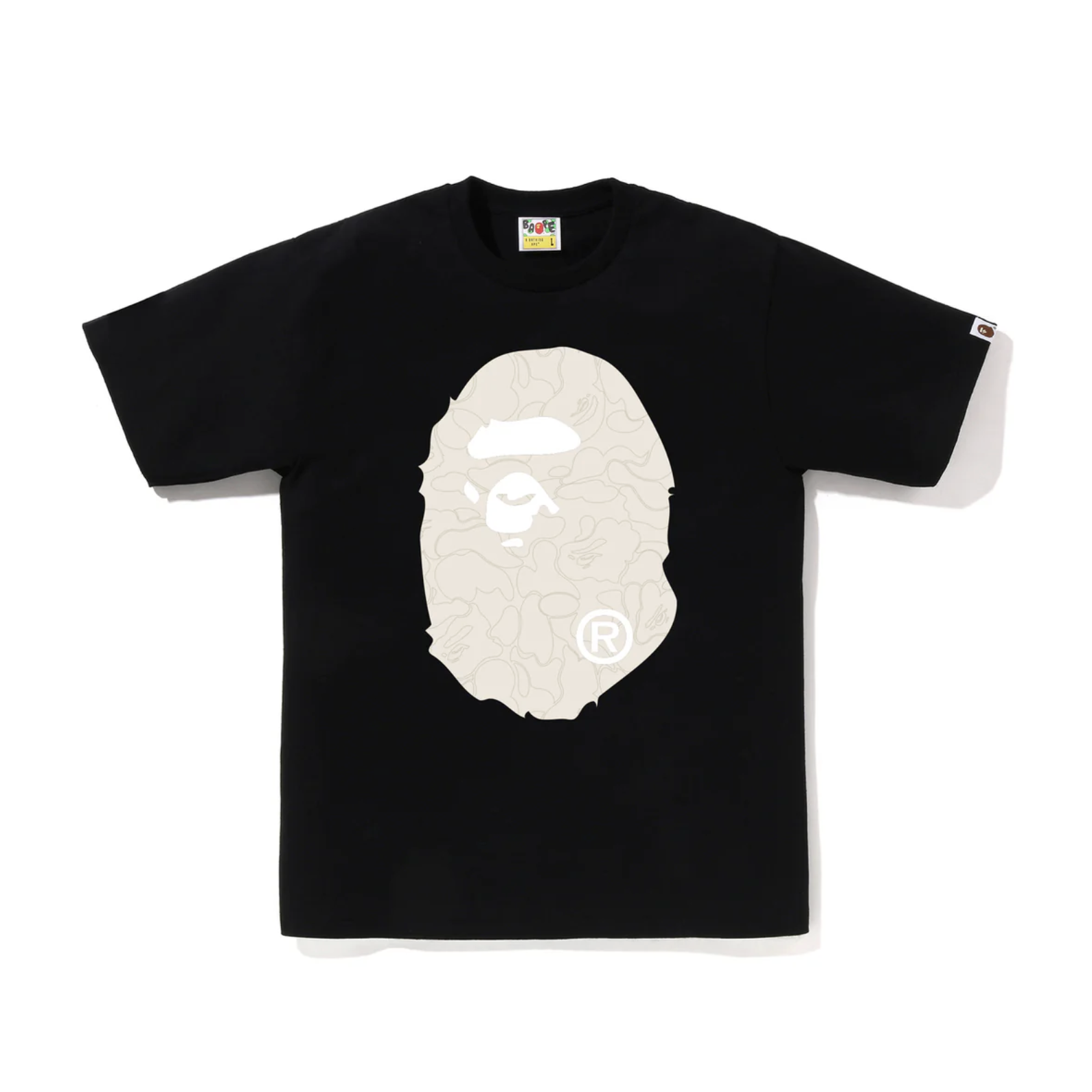 -(B3a04)-A BATHING APE BAPE LINE CAMO BIG APE HEAD TEE 雙猿人頭 線條迷彩 黑/白-1M30110022