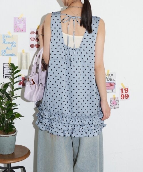 neutral by ciaopanic / Ruffled hem polka dot mini dress