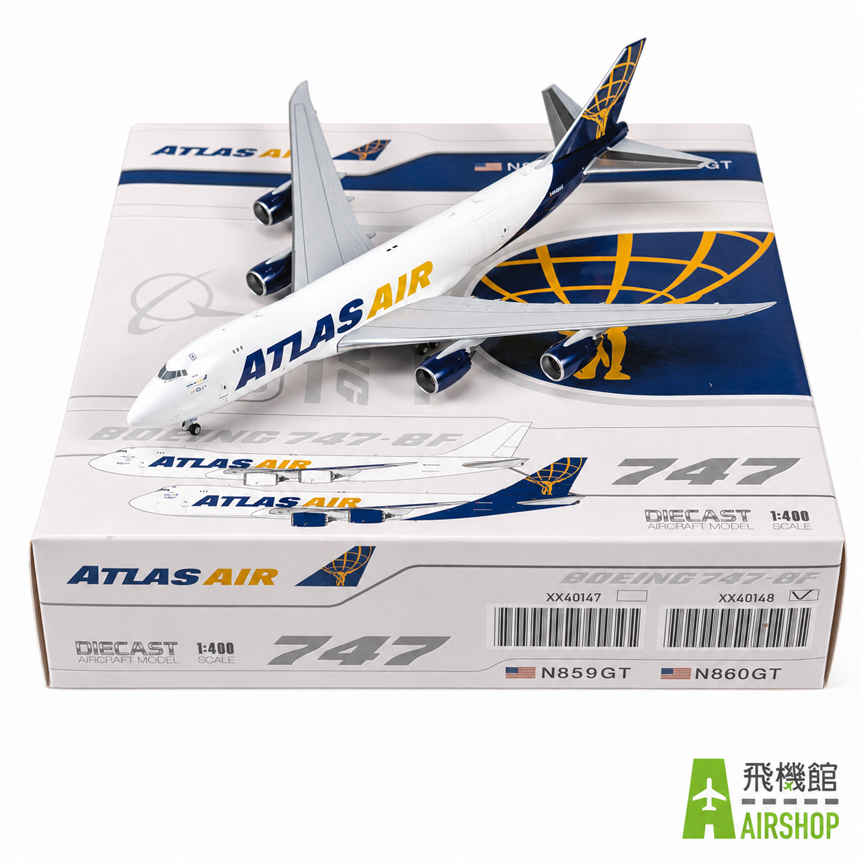 JC wings 1/400 亞特拉斯航空 波音747-8F N860GT 30標誌