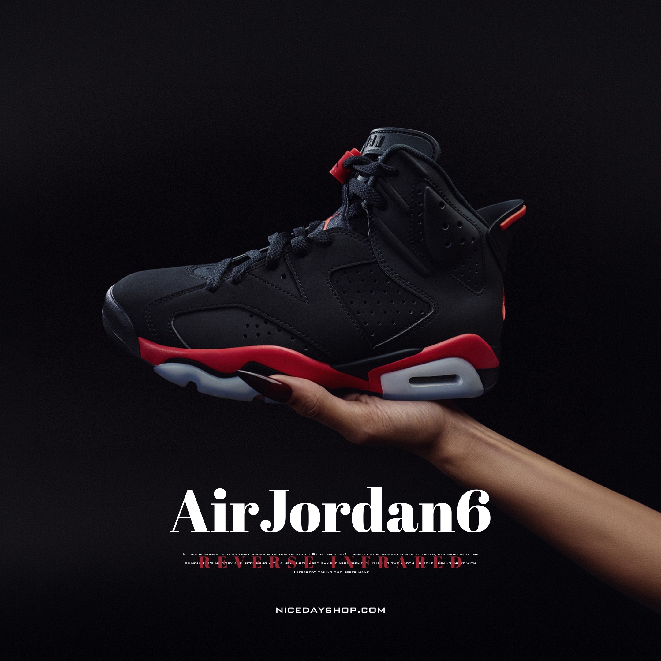 NICEDAY 代購 Air Jordan 6 Retro 黑紅 大魔王 六代 AJ6 黑 黑魂 水晶底 CT8529-001