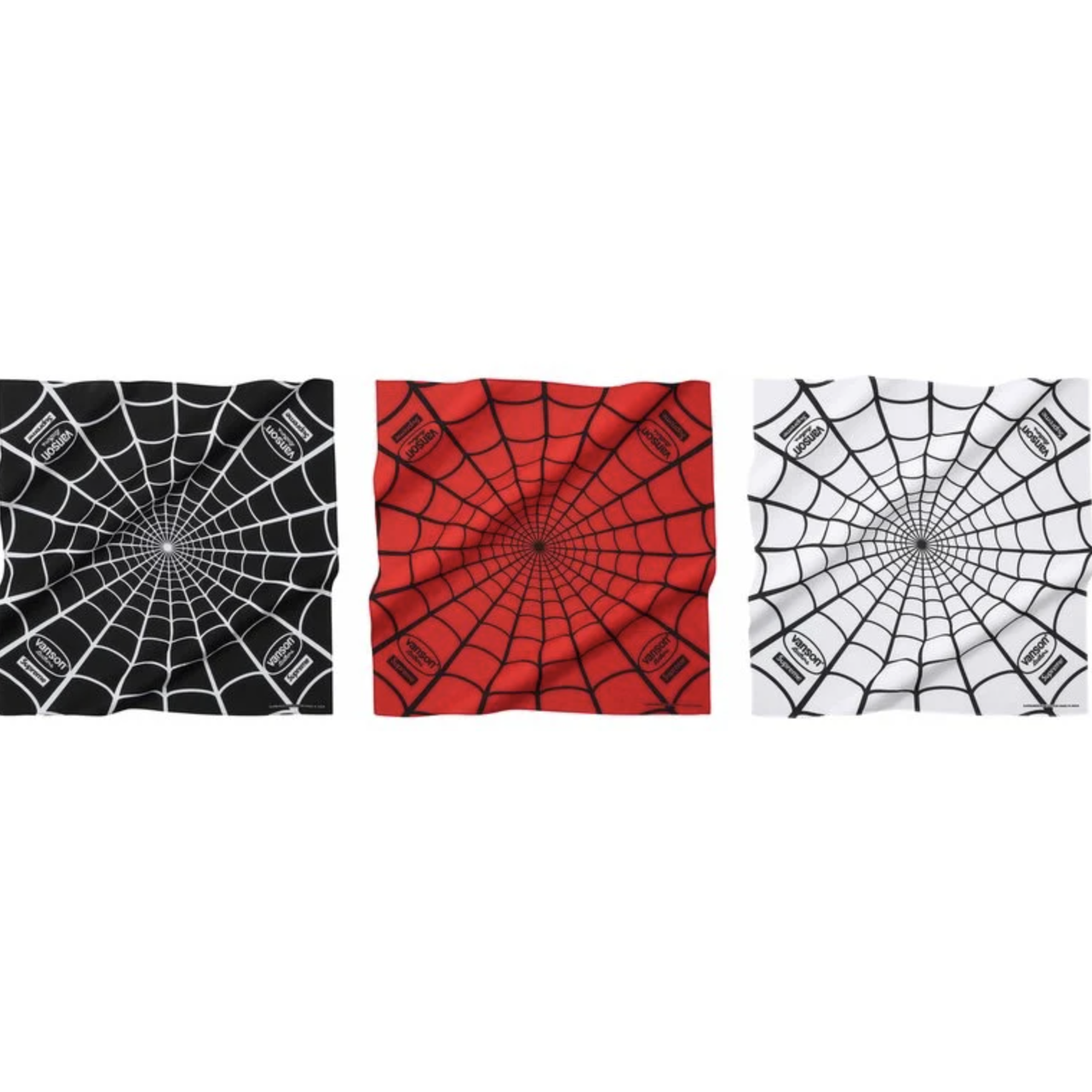 -(C05)-SUPREME X VANSON LEATHERS SPIDERMAN BANDANA 蜘蛛人 絲巾 紅色/黑色/白色