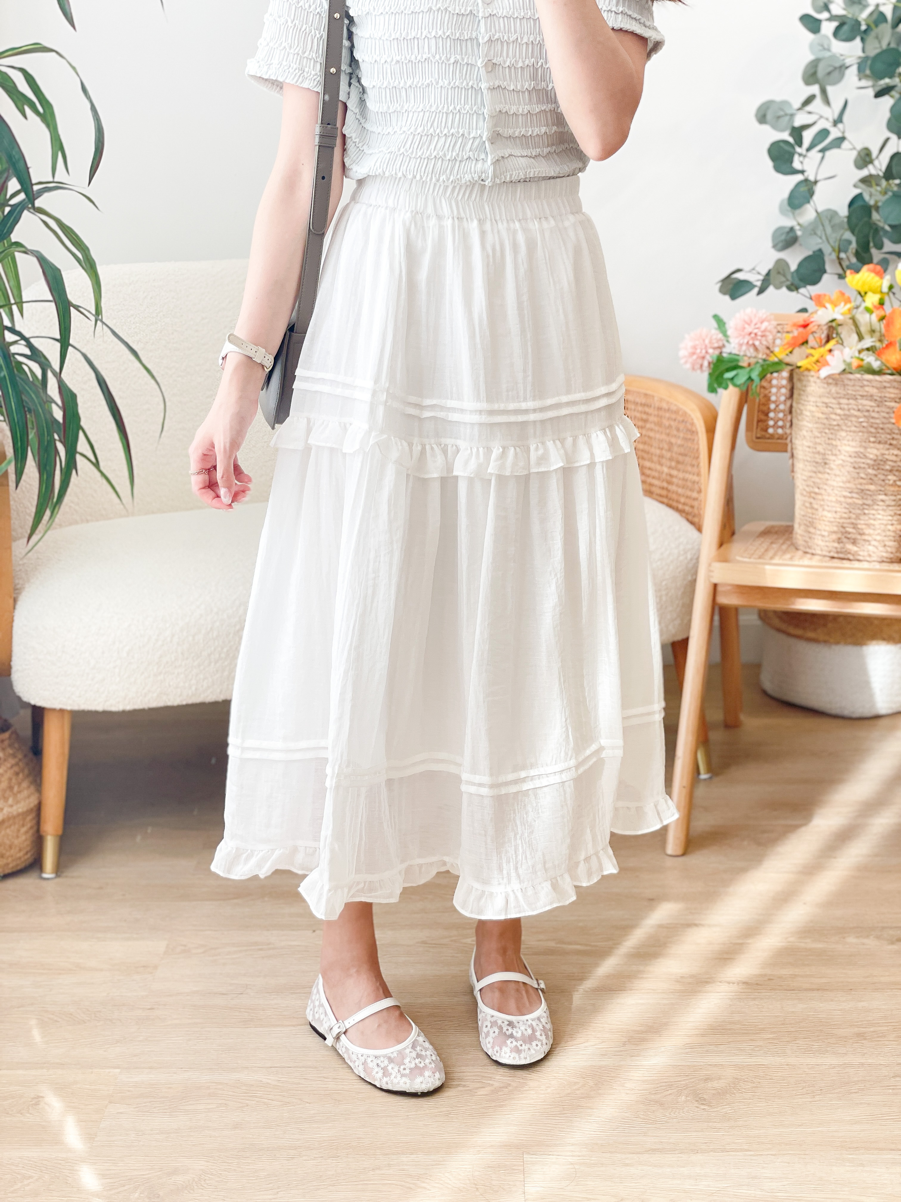 SK618 Floating Cloud Tiered Maxi Skirt