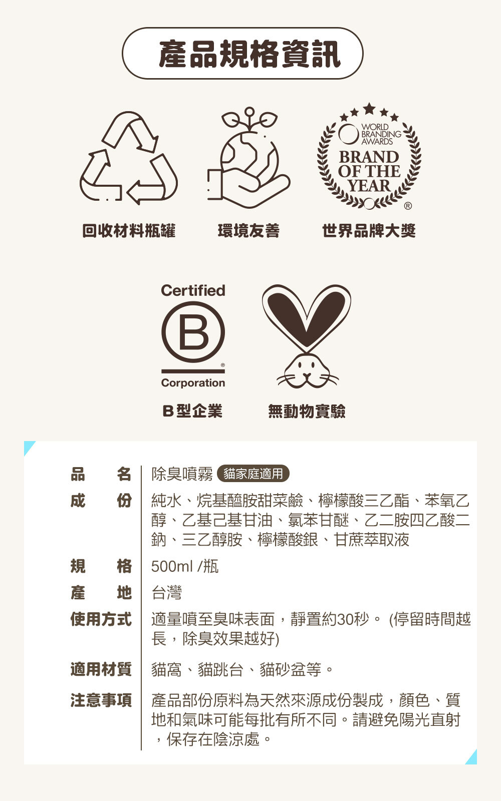 臭味滾 貓用 除臭噴霧
