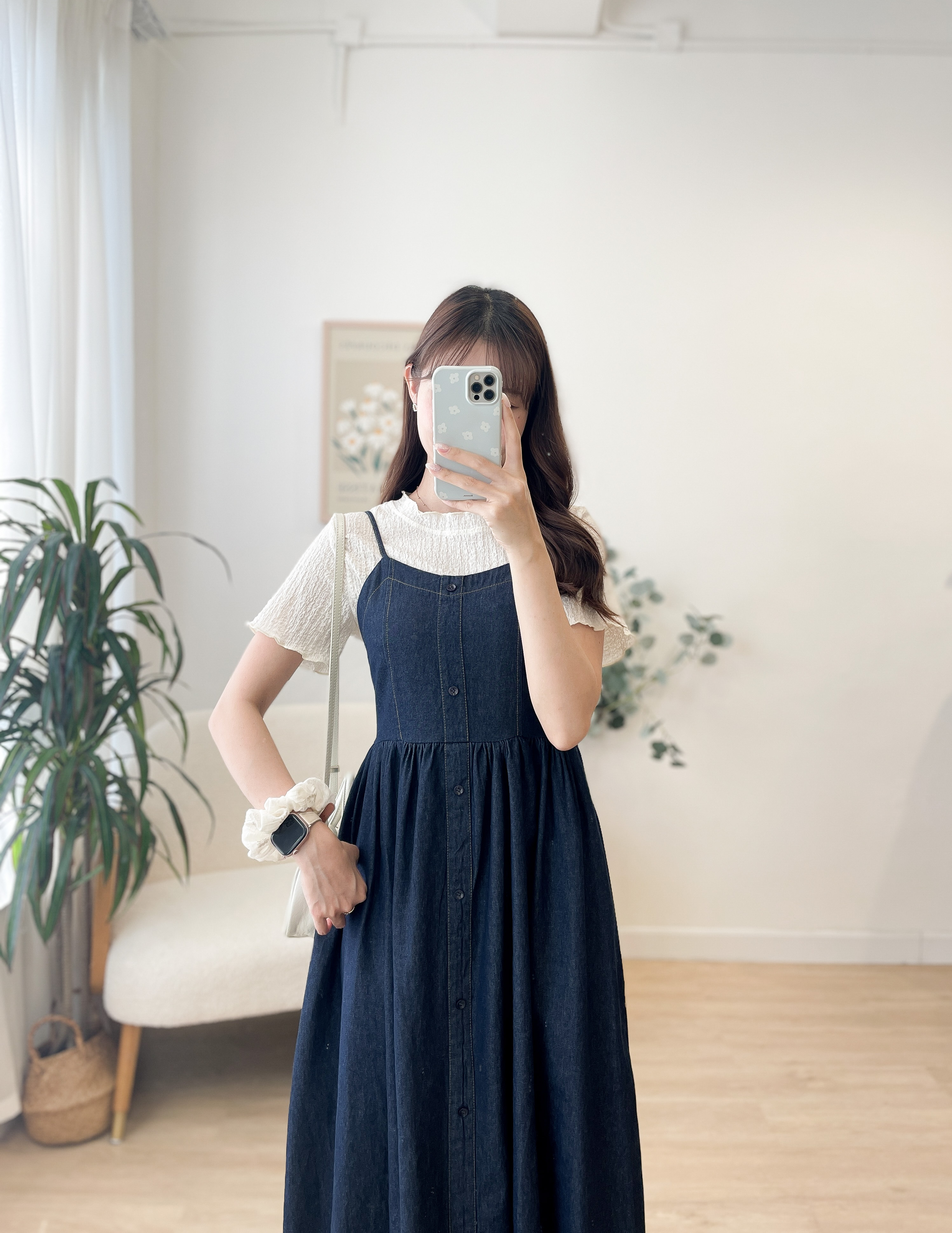OP708 French Denim Buttoned Sling Dress