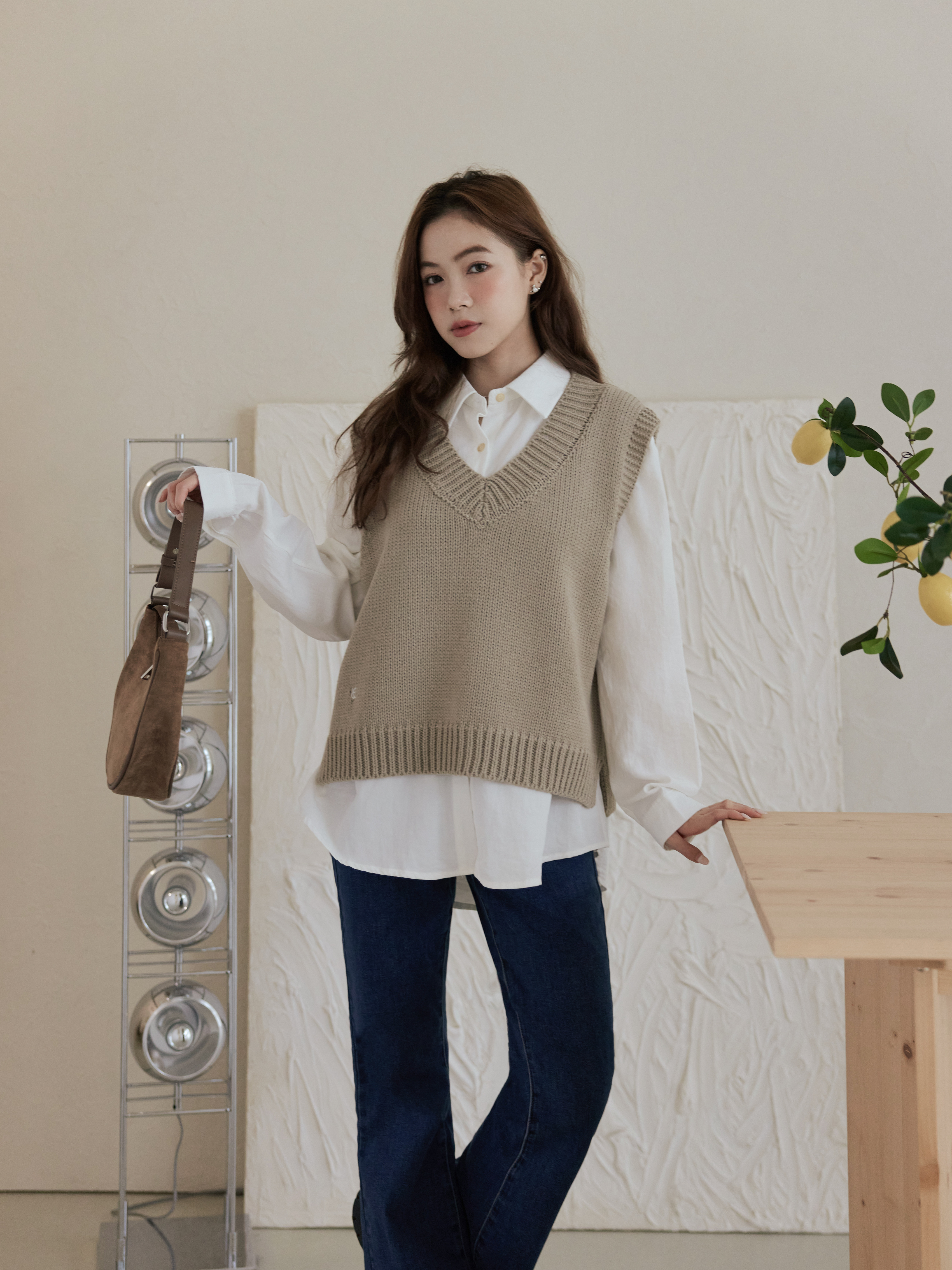 Custom Embroidered Side-Slit Knit Vest
