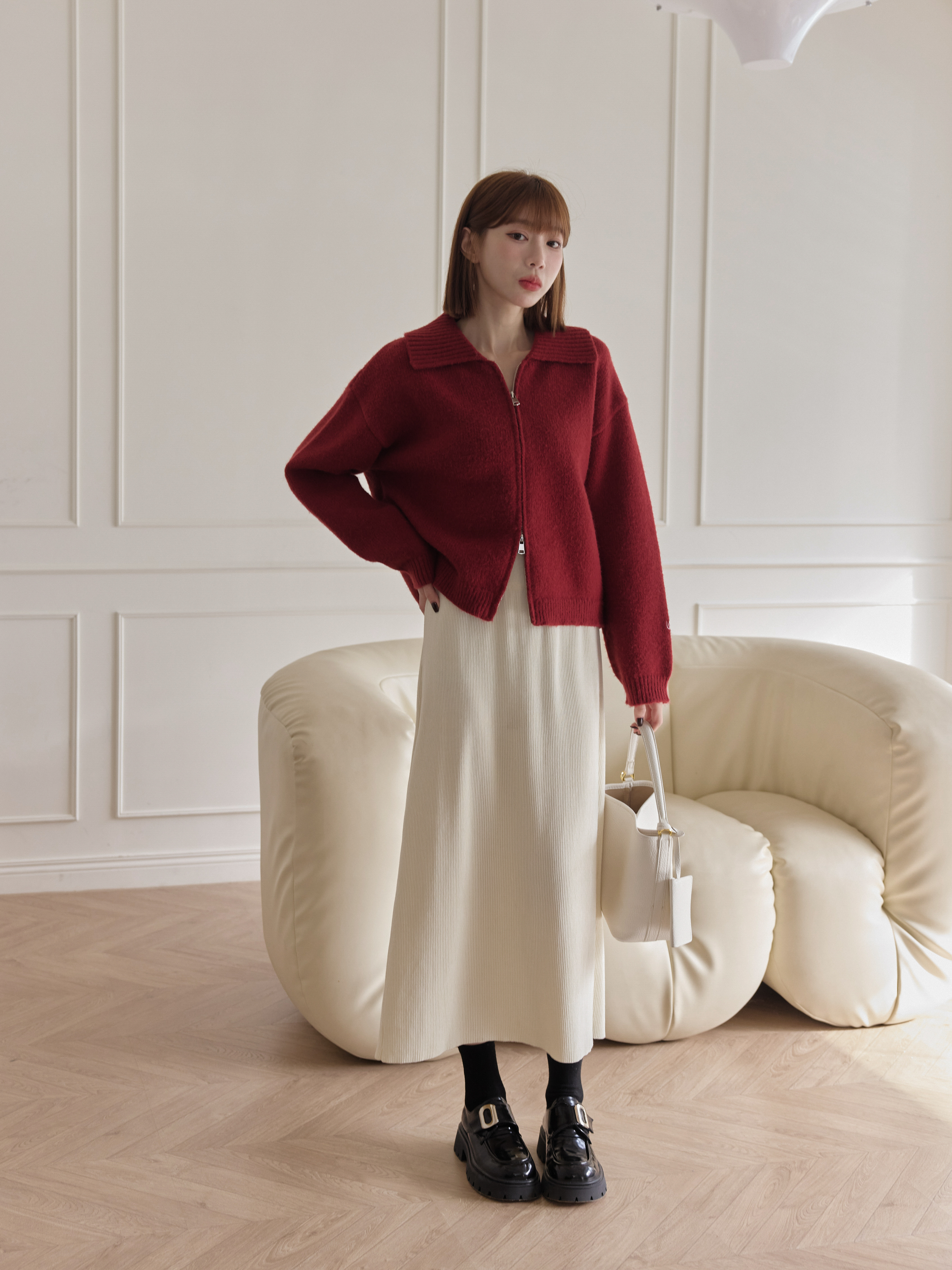 Custom Skin-Friendly Zip-Up Knit Sweater