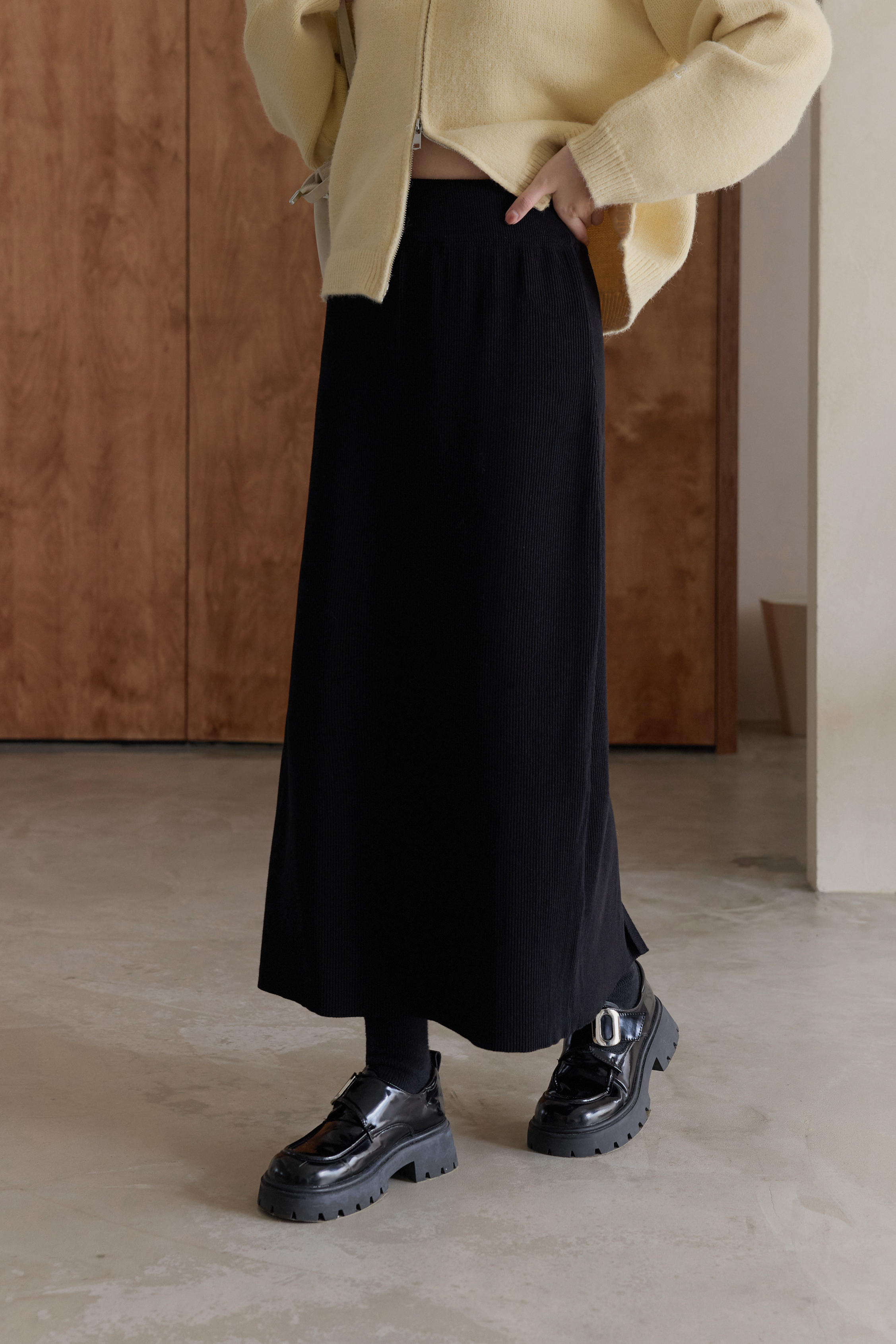 Custom “-5kg” Slimming Warm Ribbed Skirt