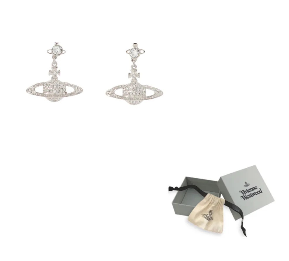 【Luxury】 VIVIENNE WESTWOOD 西太后mini bas relief drop  星球浮雕吊墜 黃銅 耳環 銀色