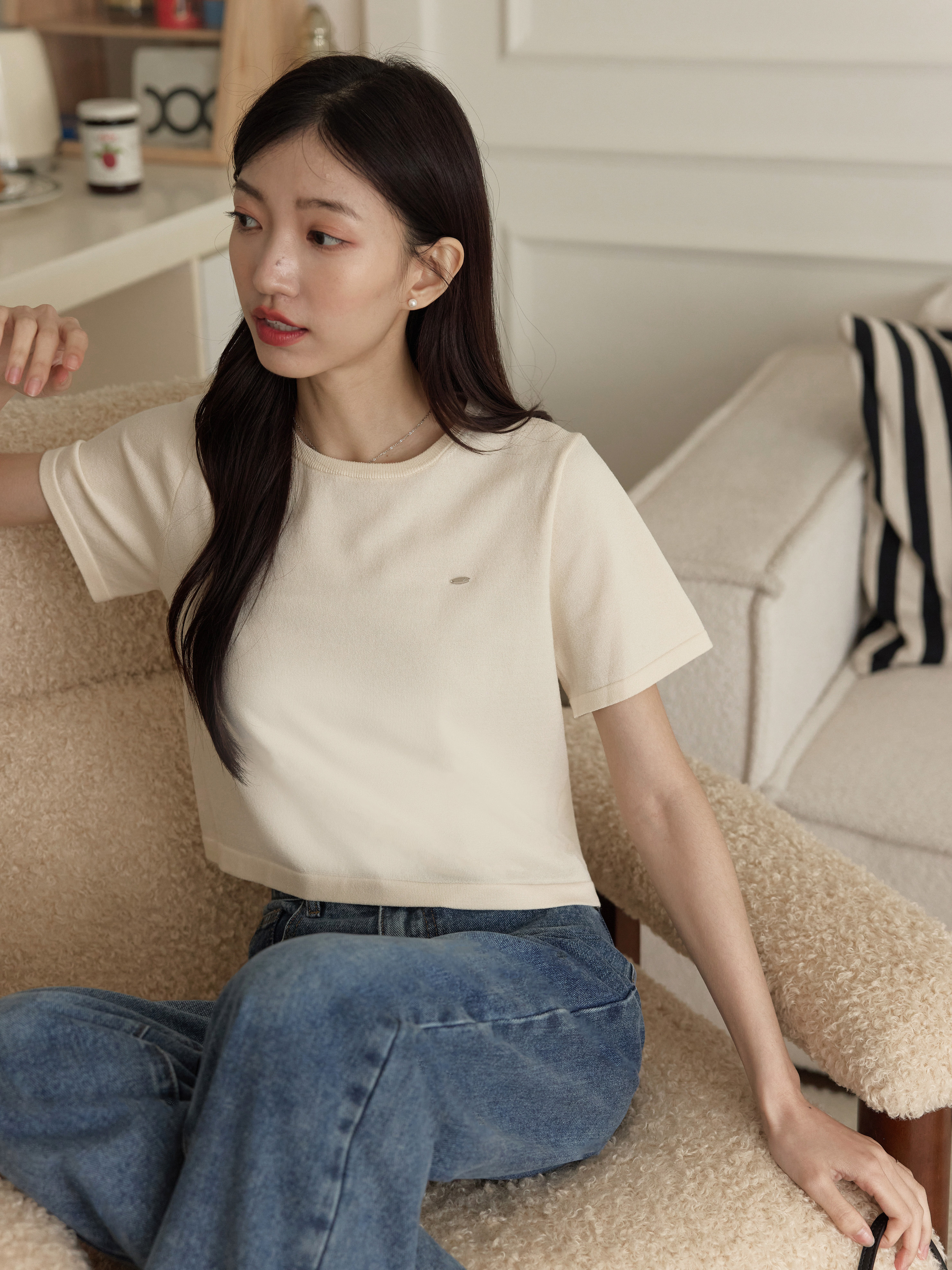オリジナル 接触冷感 スリムフィット ニットTシャツ