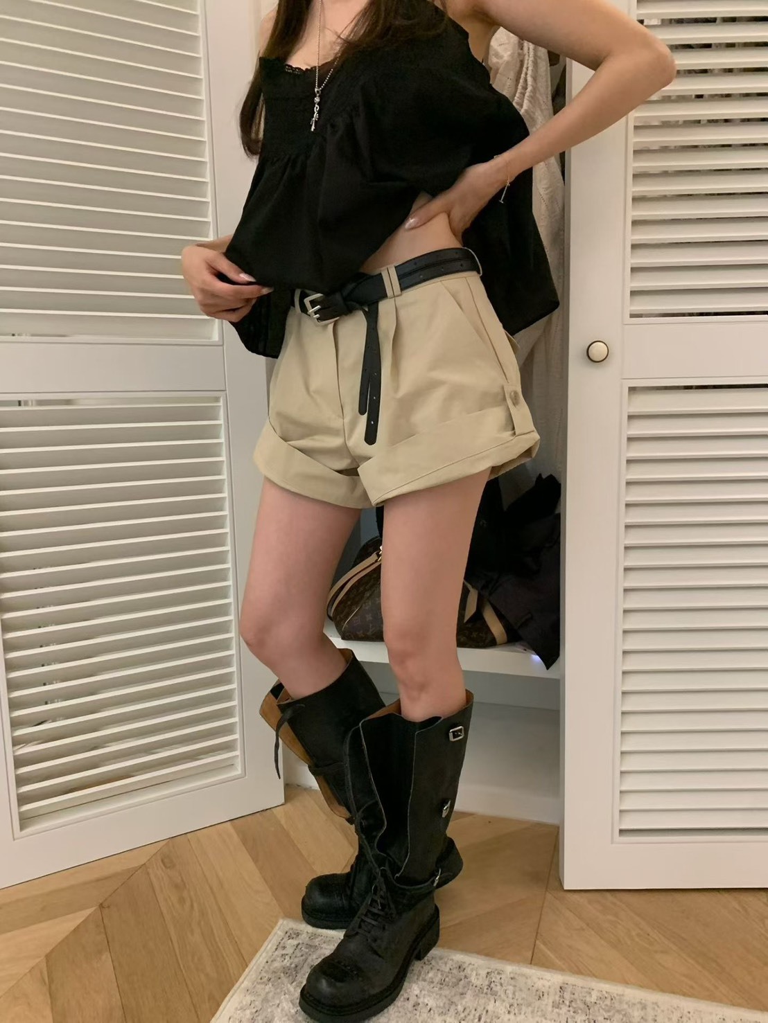L499 街頭感工裝熱褲