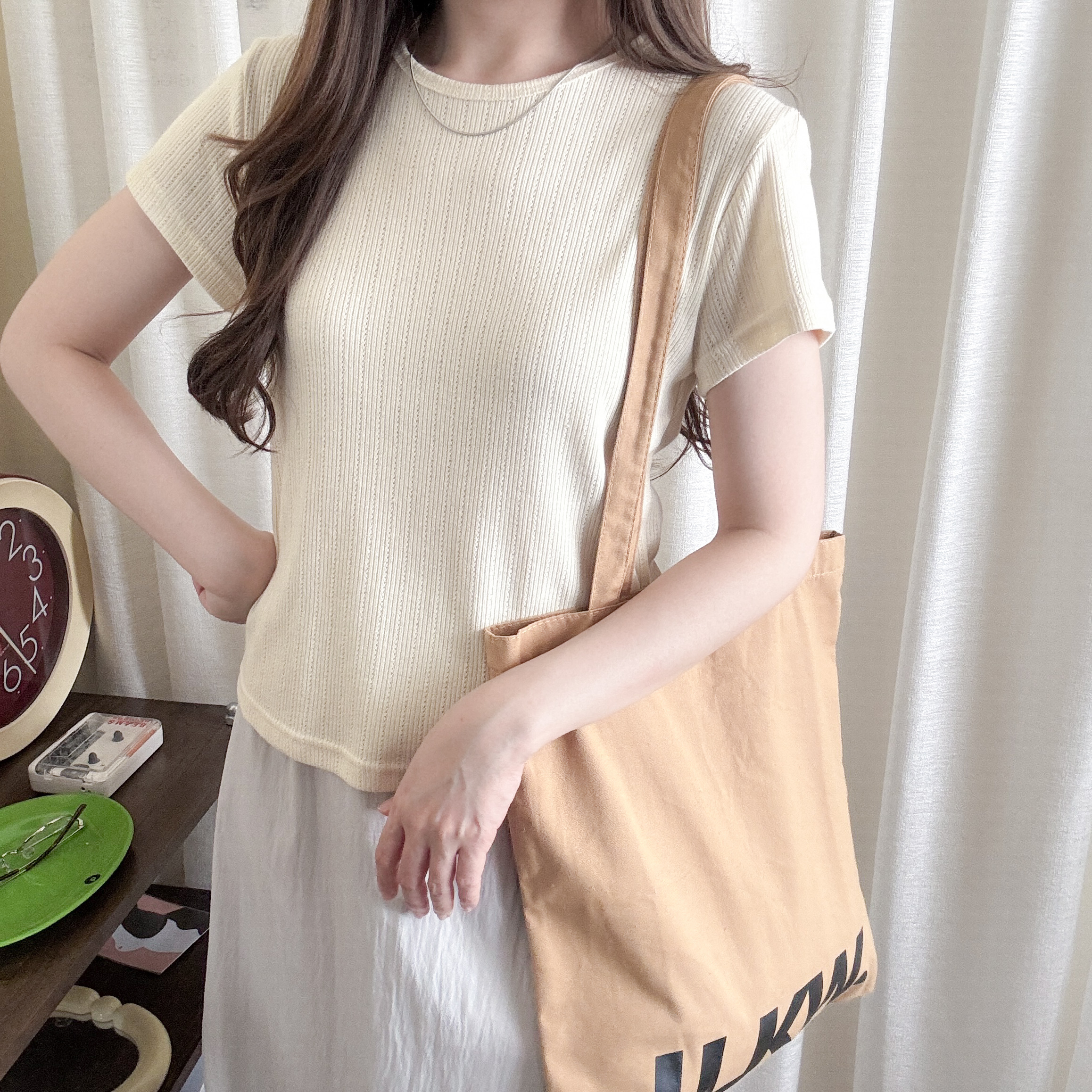 提花螺紋棉tee