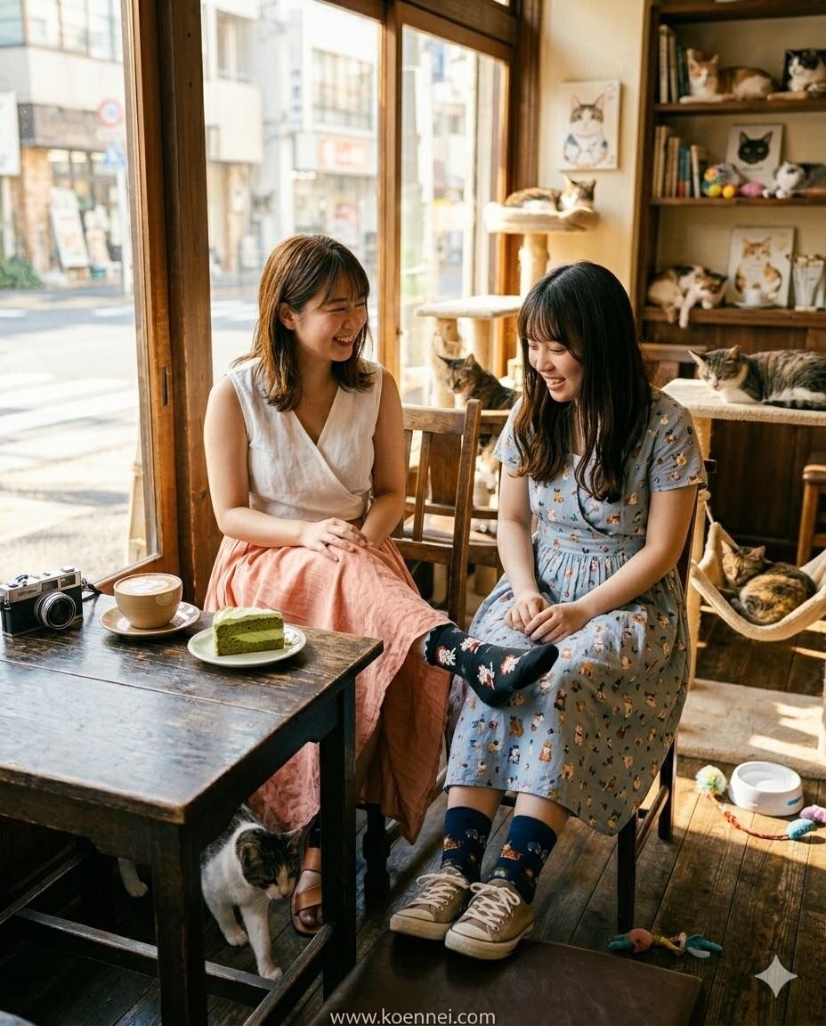貓咪與日常圖案短襪