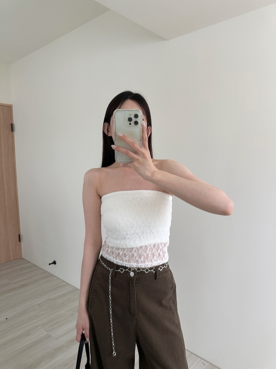 蕾絲平口附綁帶Bra Top