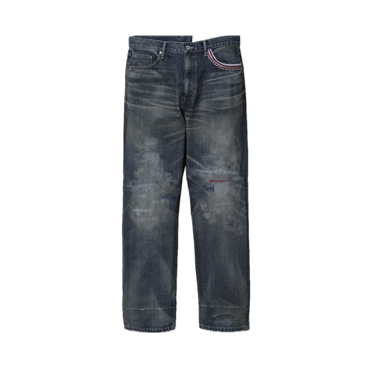 -(B5a02)-NEIGHBORHOOD  SAVAGE DENIM DP BASIC PANTS 串珠牛王 黑色/藍色-261XBNH-PTM08