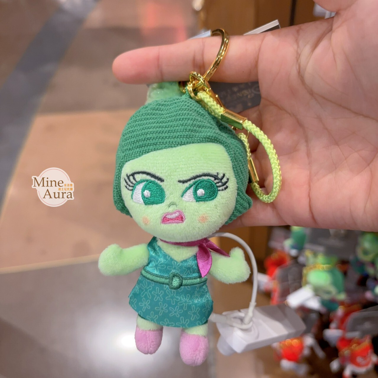Q版 厭厭 Disgust 絨毛 鑰匙圈 吊飾 腦筋急轉彎 Inside Out -上海迪士尼樂園