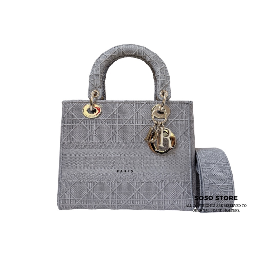 Dior Lady D-Lite Bag - Stone gray / SHW