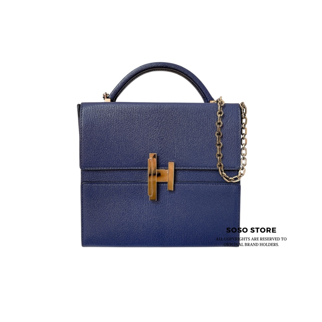 Hermès Cinhetic Box Bag - Deep Blue / GHW