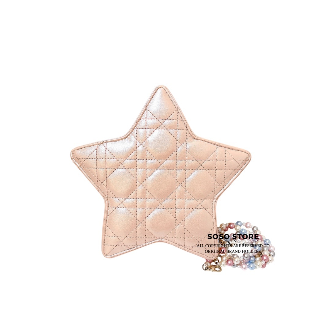 Dior Kids Star Pouch with Chain - Pearlescent Pink / -