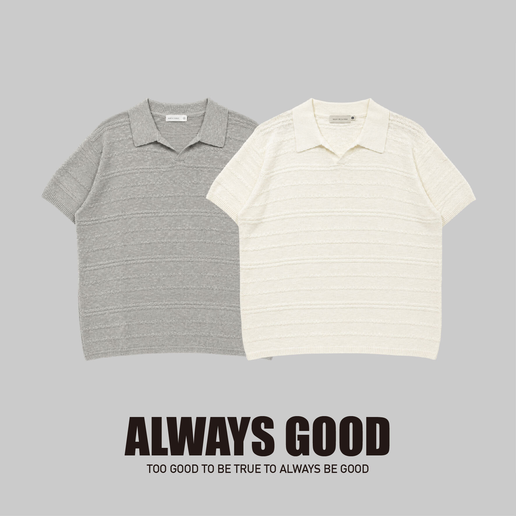 『Always_Good』針織 條紋 翻領 短版 POLO衫
