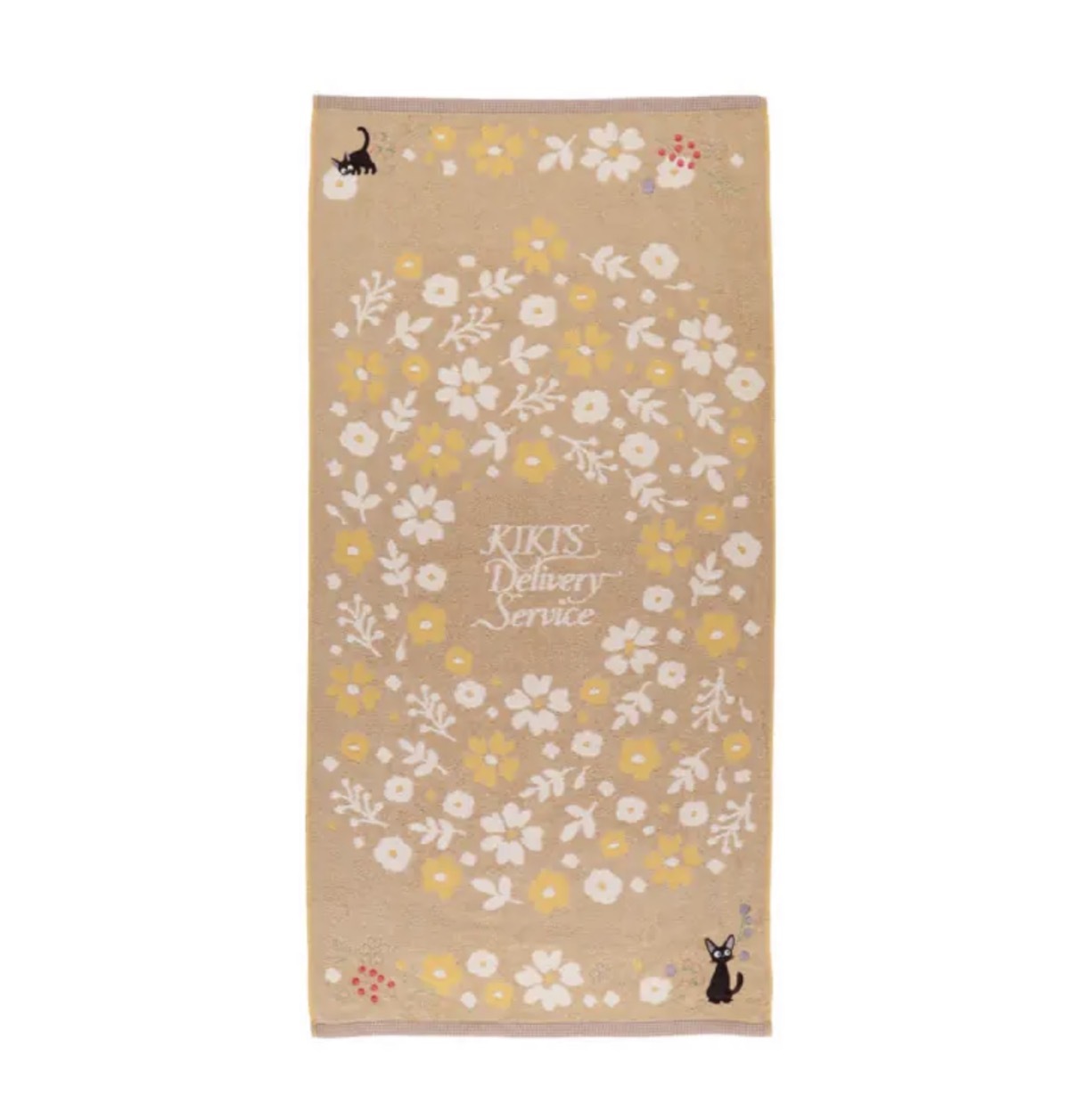 JP JIJI貓 花花刺繡軟柔軟吸水大浴巾 60x120 奶茶色 防臭抗菌 7379 TK260603