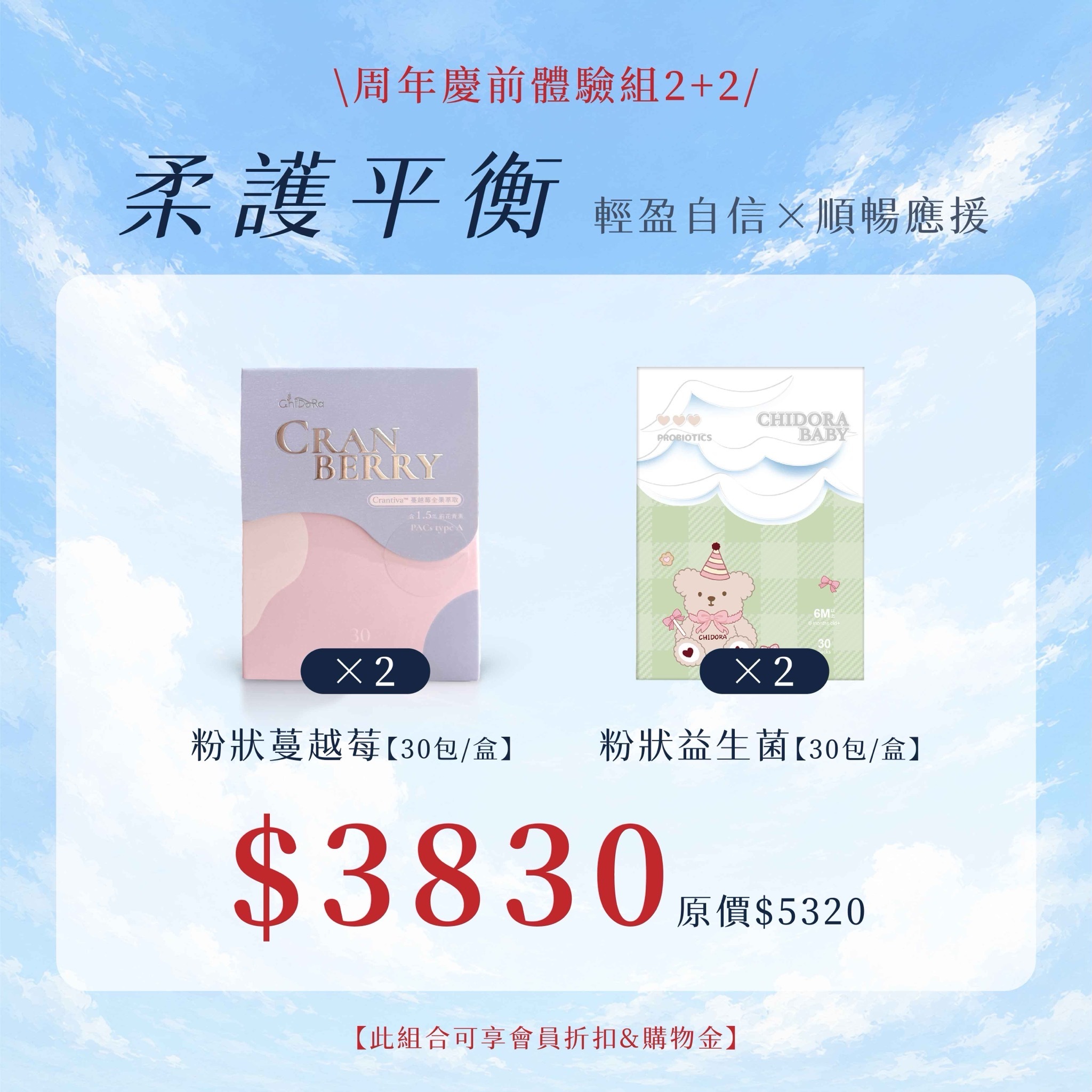 柔護平衡：蔓越莓全果萃取x2+粉妝益生菌x2 $3830