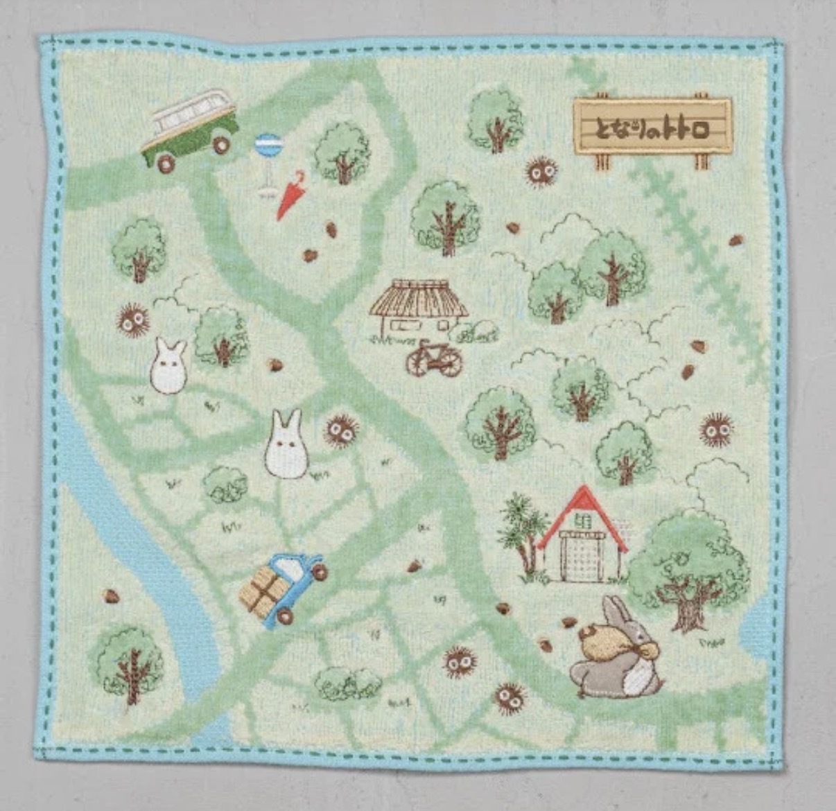 JP 龍貓地圖 全刺繡方巾 防臭抗菌 25x25 5973 TK260603