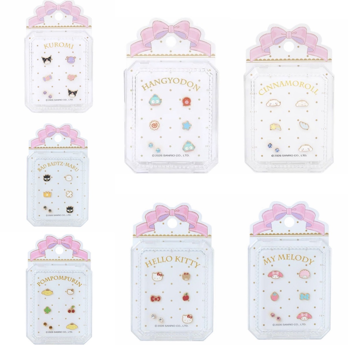 【6折優惠】JP Sanrio 系列 耳環套裝 耳針款 7件 4550 TK260603