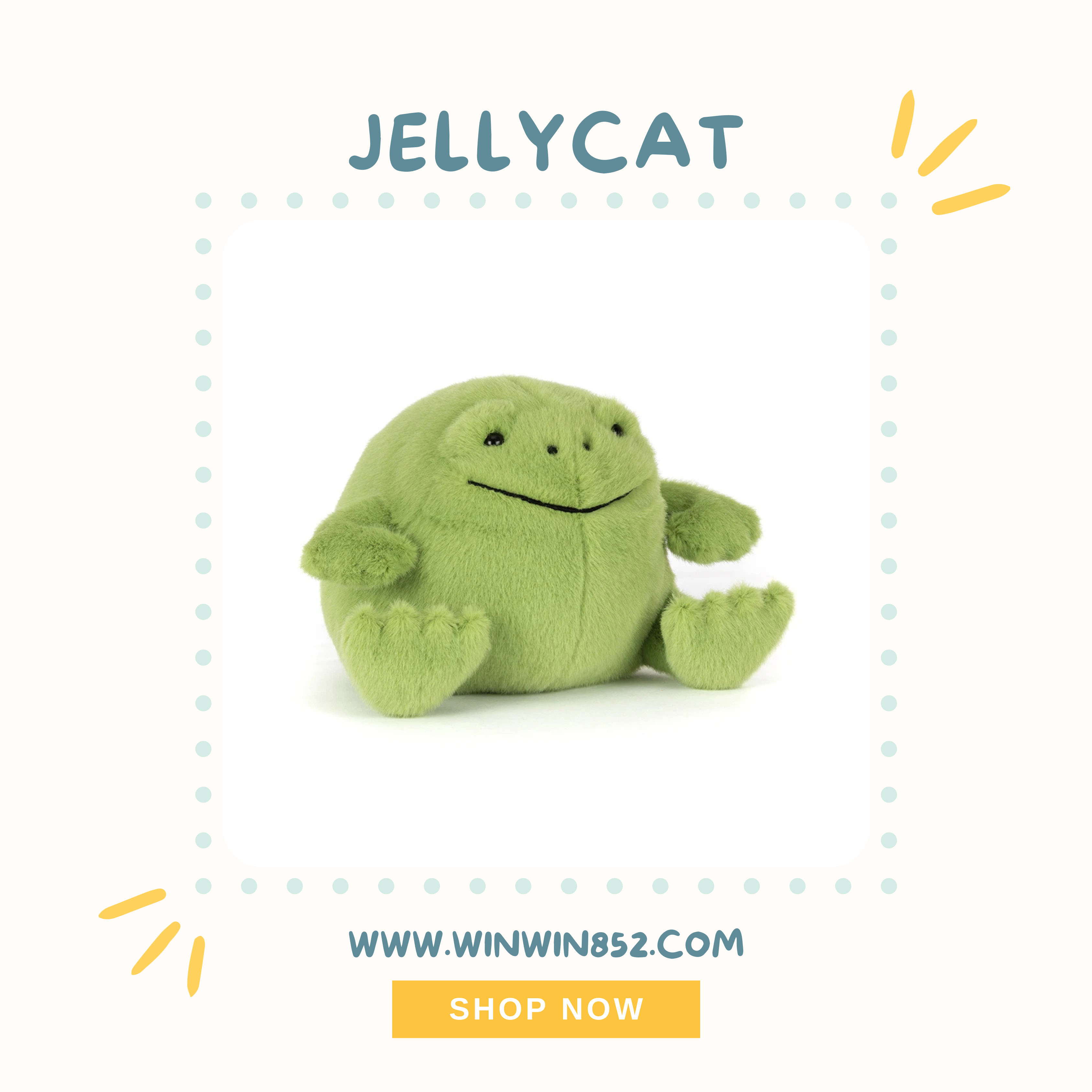 Jellycat Ricky Rain Frog Smiling
