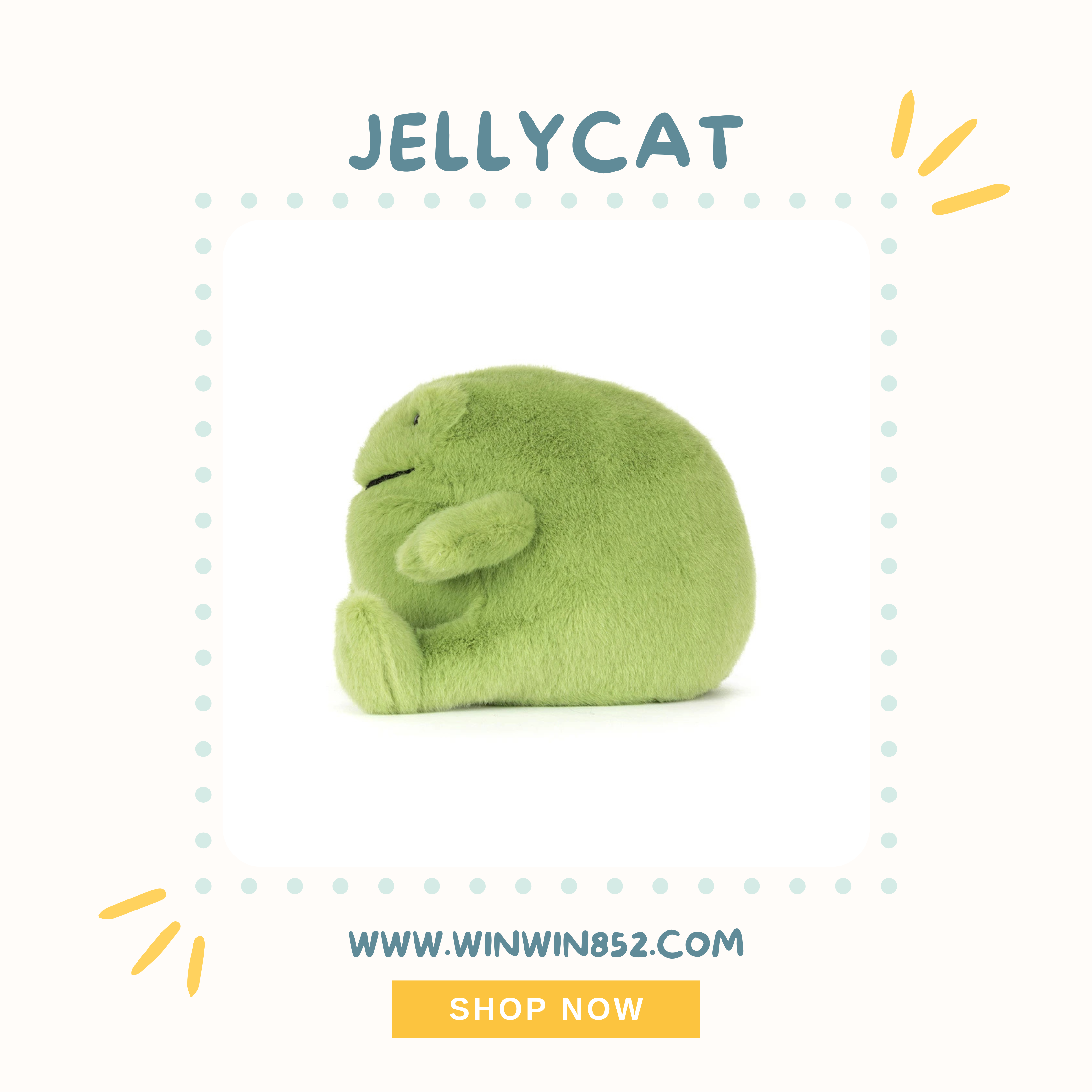 Jellycat Ricky Rain Frog Smiling