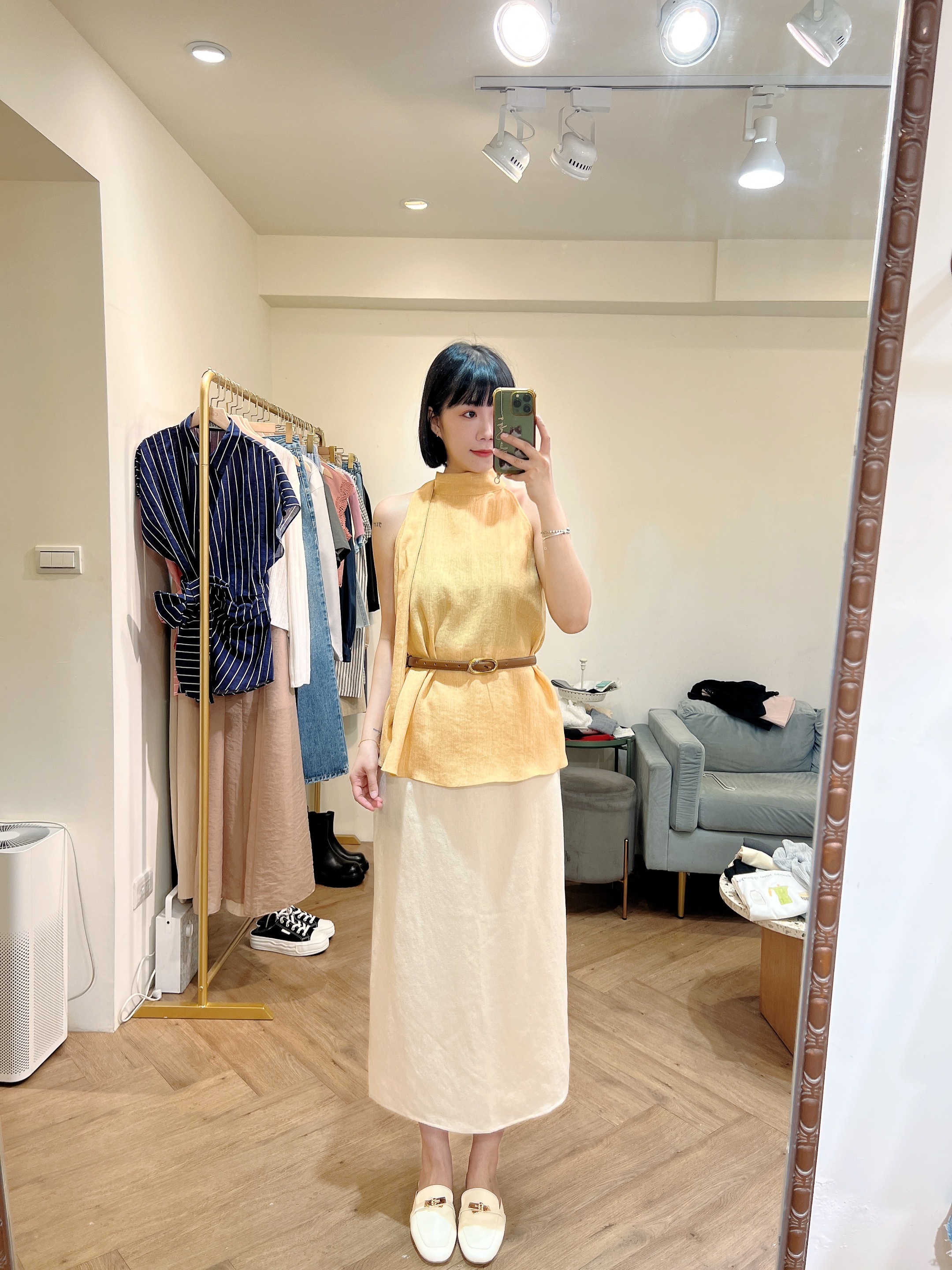 棉麻鬆緊裙