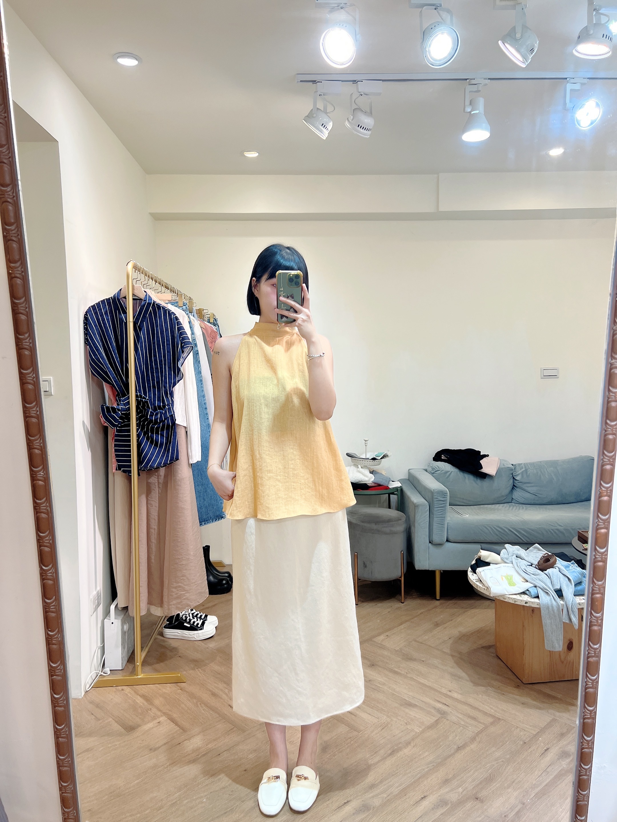 棉麻鬆緊裙