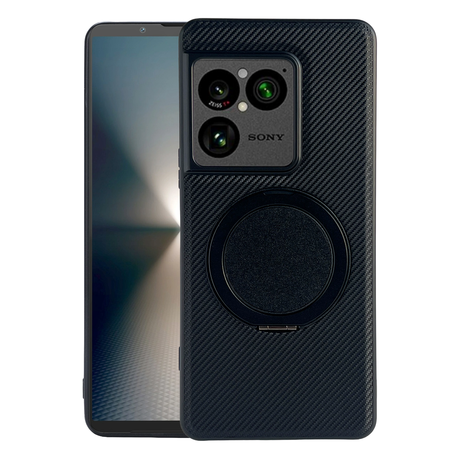 XPRO - Mag Stand Leather - Sony Xperia 1 VIII Case 貼身防撞碳纖皮紋旋轉支架磁吸充電手機保護殼